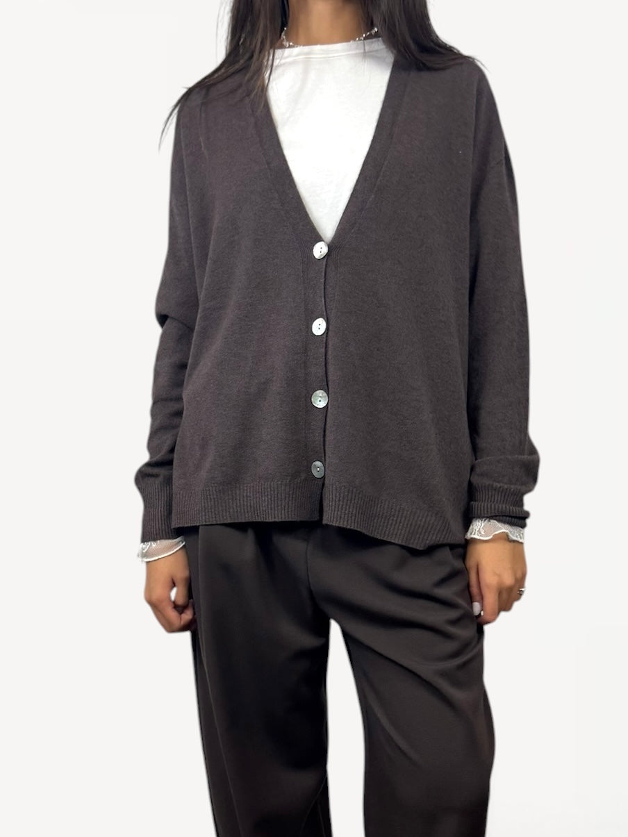 SUSY MIX CARDIGAN BOTTONI CACAO