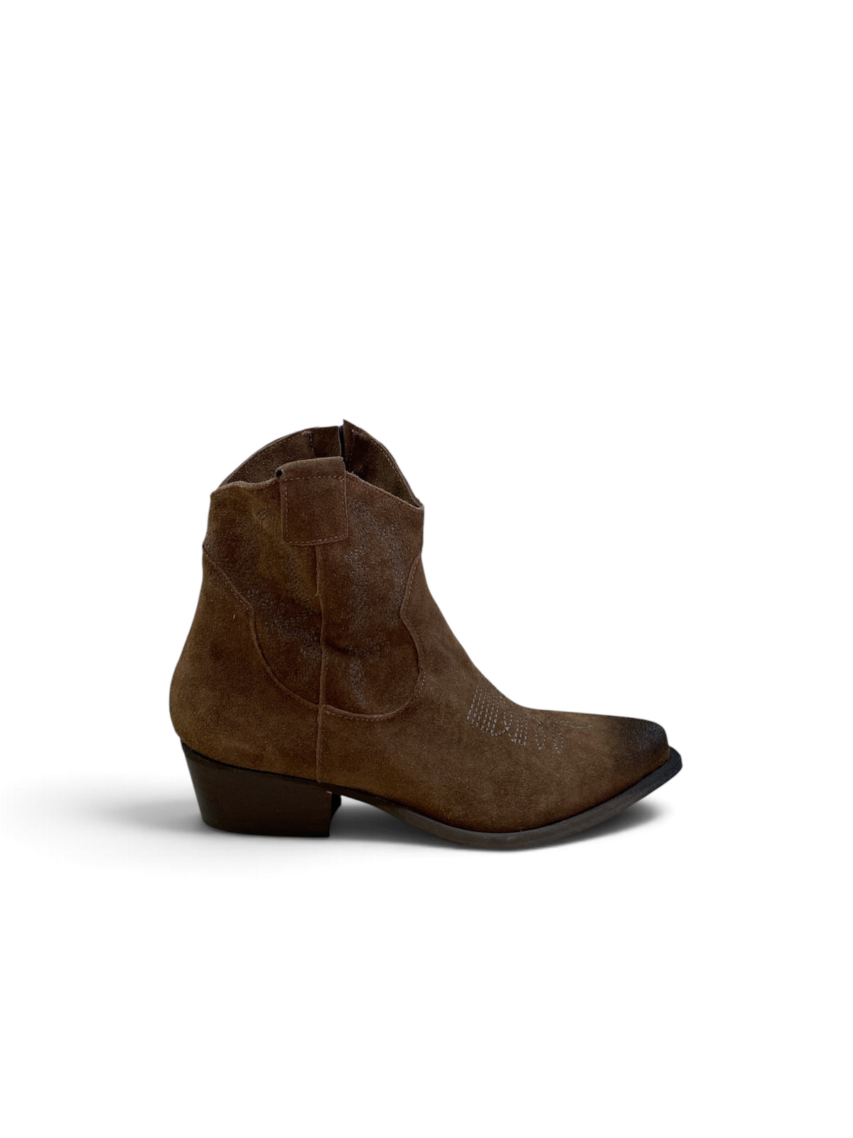 DIVINE FOLLIE STIVALETTO TEXANO IN CAMOSCIO CON RICAMI