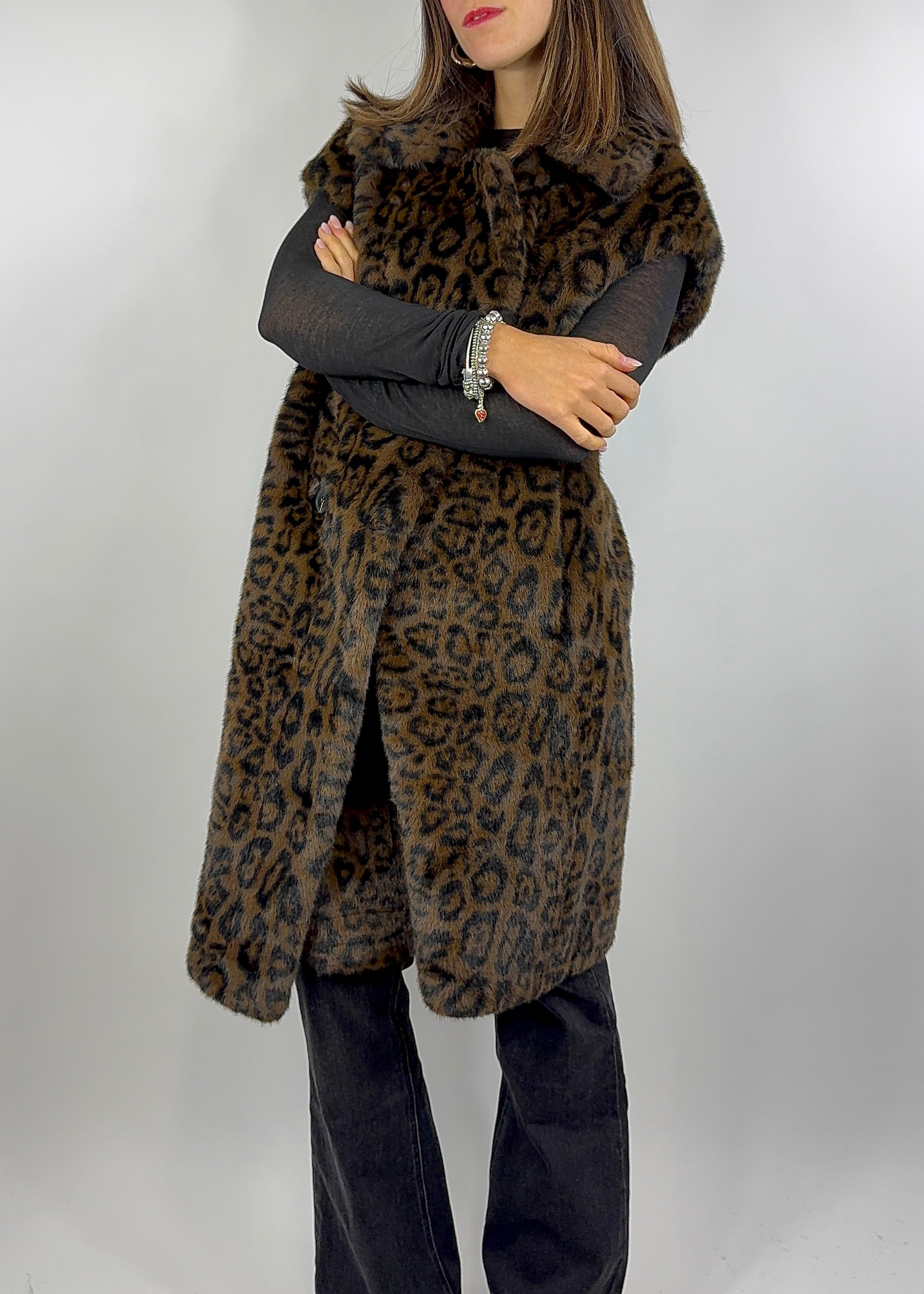 CECILE GILET PELLICCIA ANIMALIER
