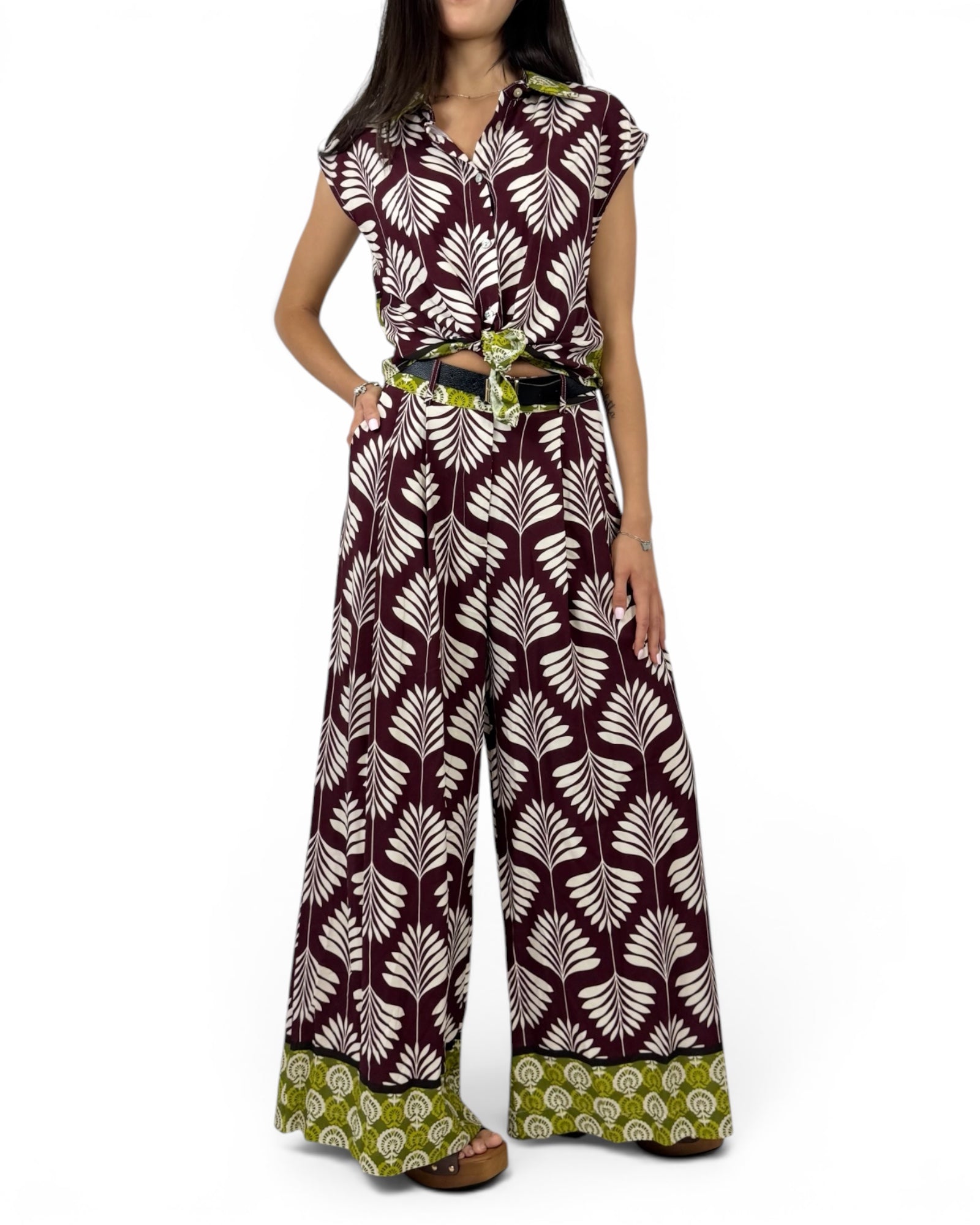 SUSY MIX PANTALONE VINO FANTASIA