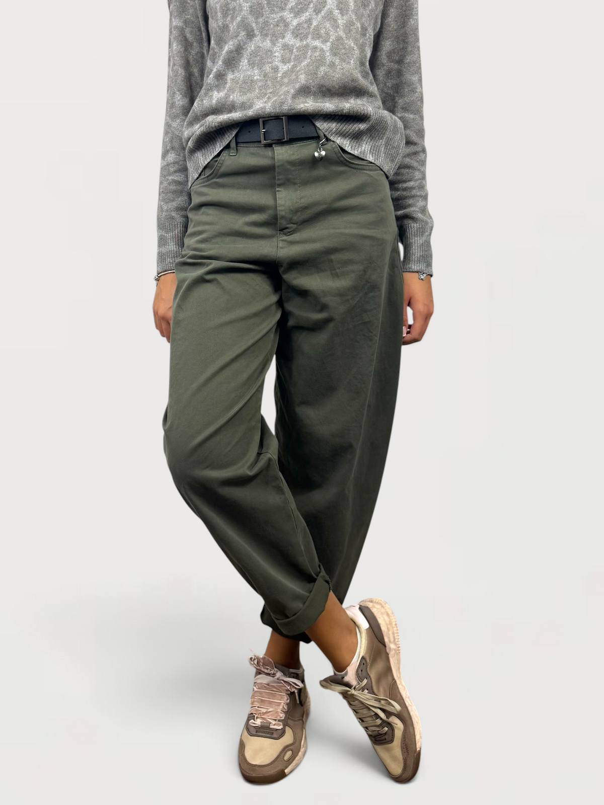 SUSY MIX PANTALONE CUORICINO CON CINTURA MILITARE