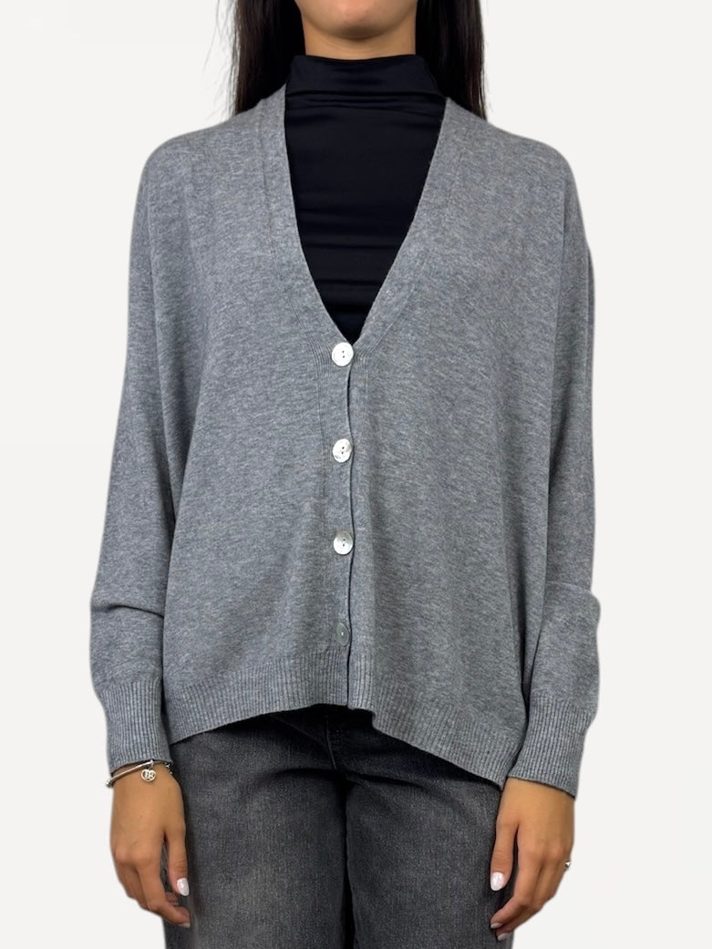 SUSY MIX CARDIGAN BOTTONI GRIGIO