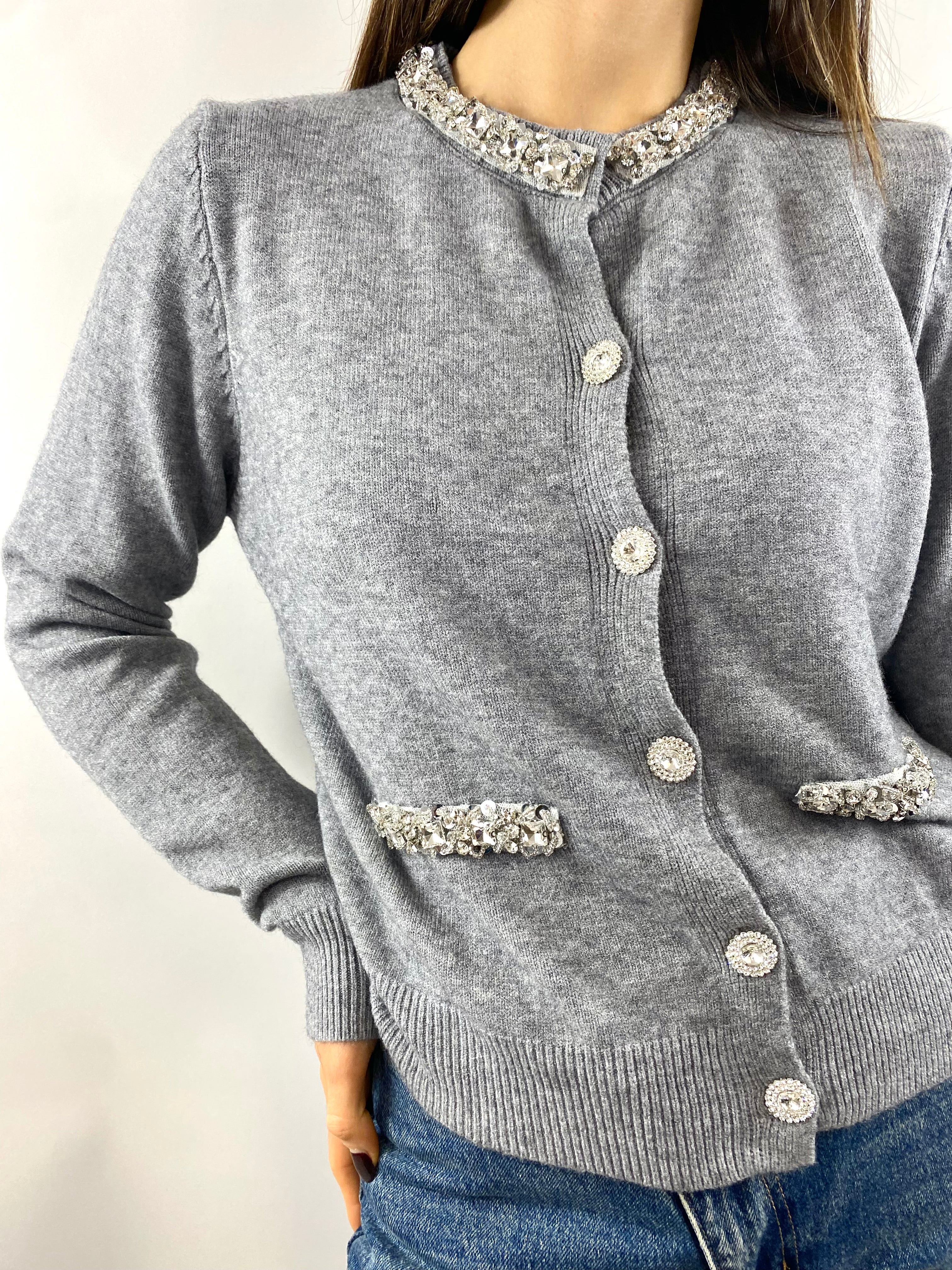 CECILE CARDIGAN GIOIELLO GRIGIO