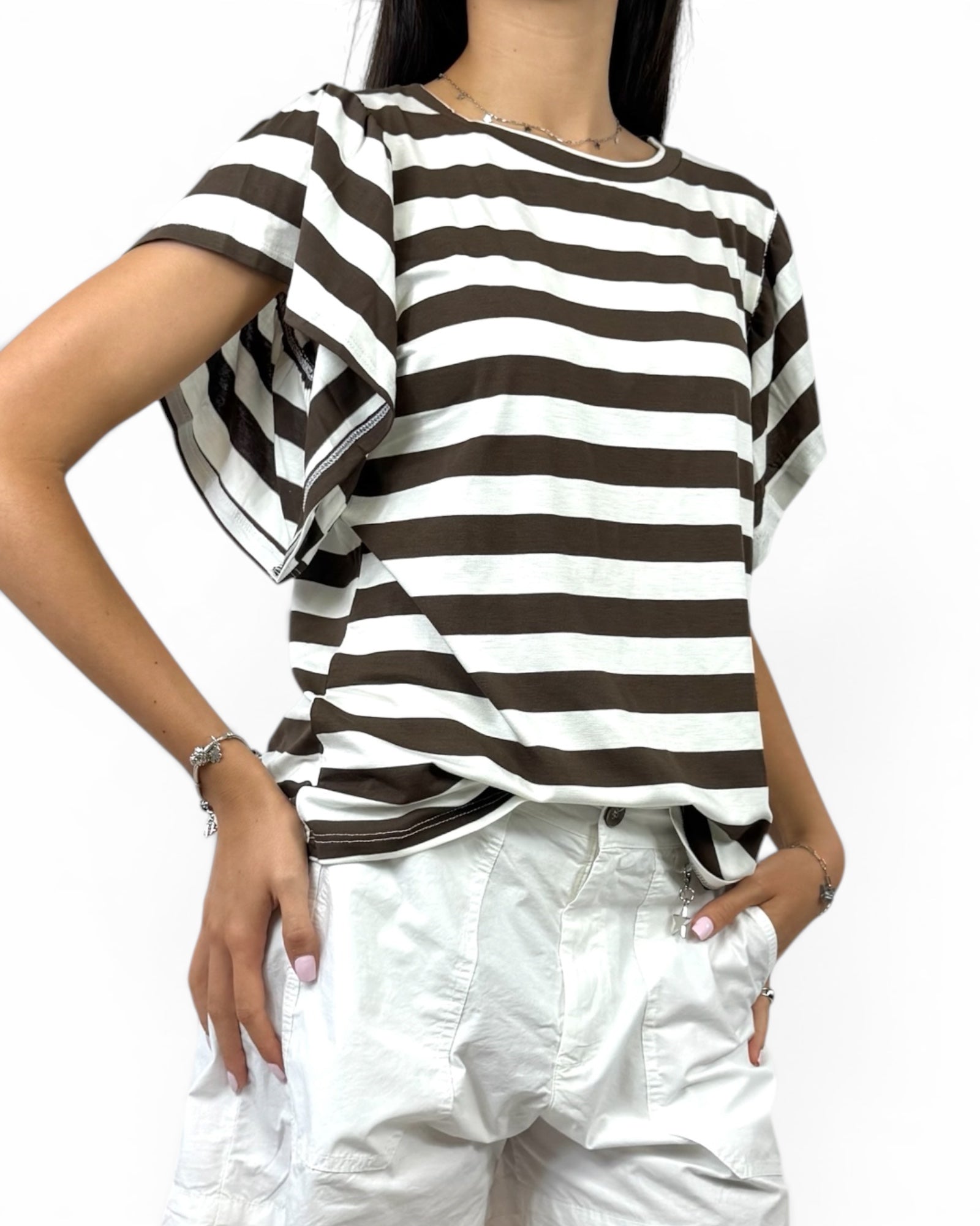 SUSY MIX MAGLIA RIGHE MORO