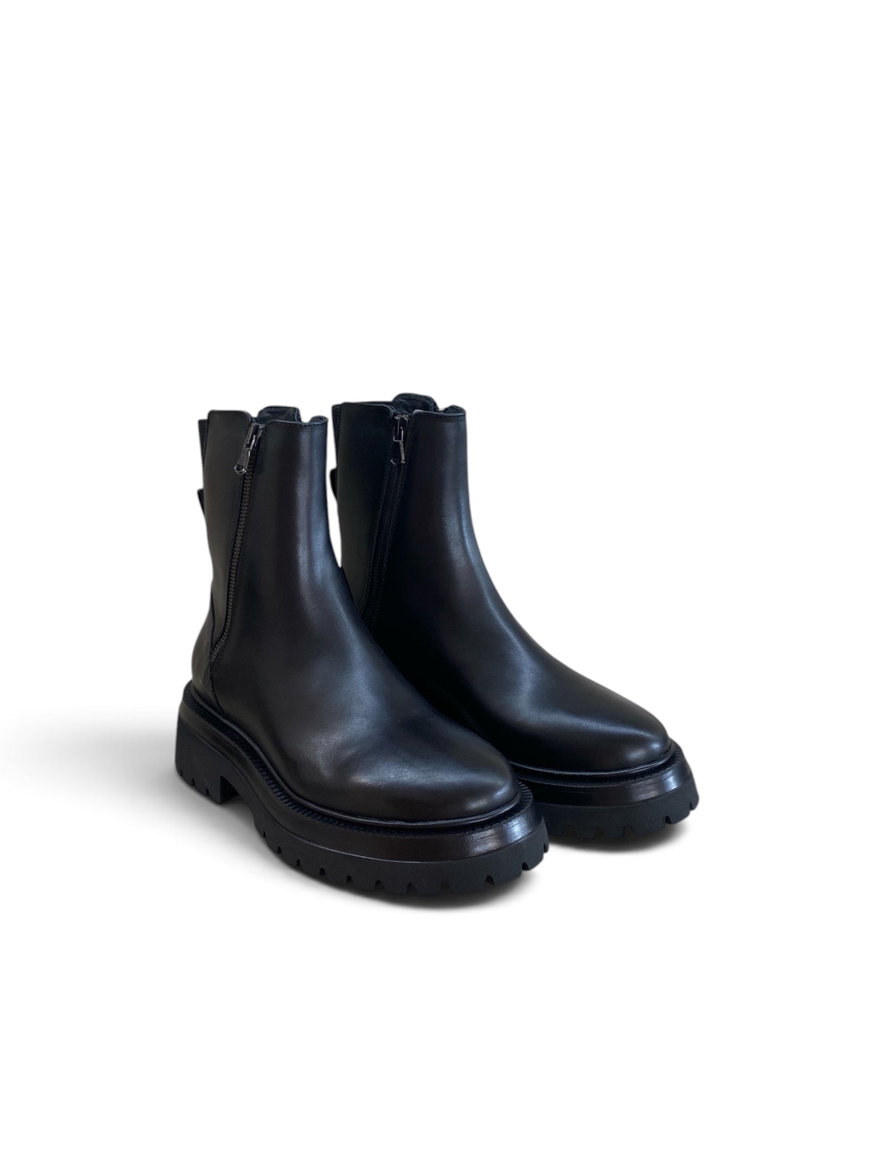 ANIMA STIVALETTO PELLE DOPPIA ZIP NERO