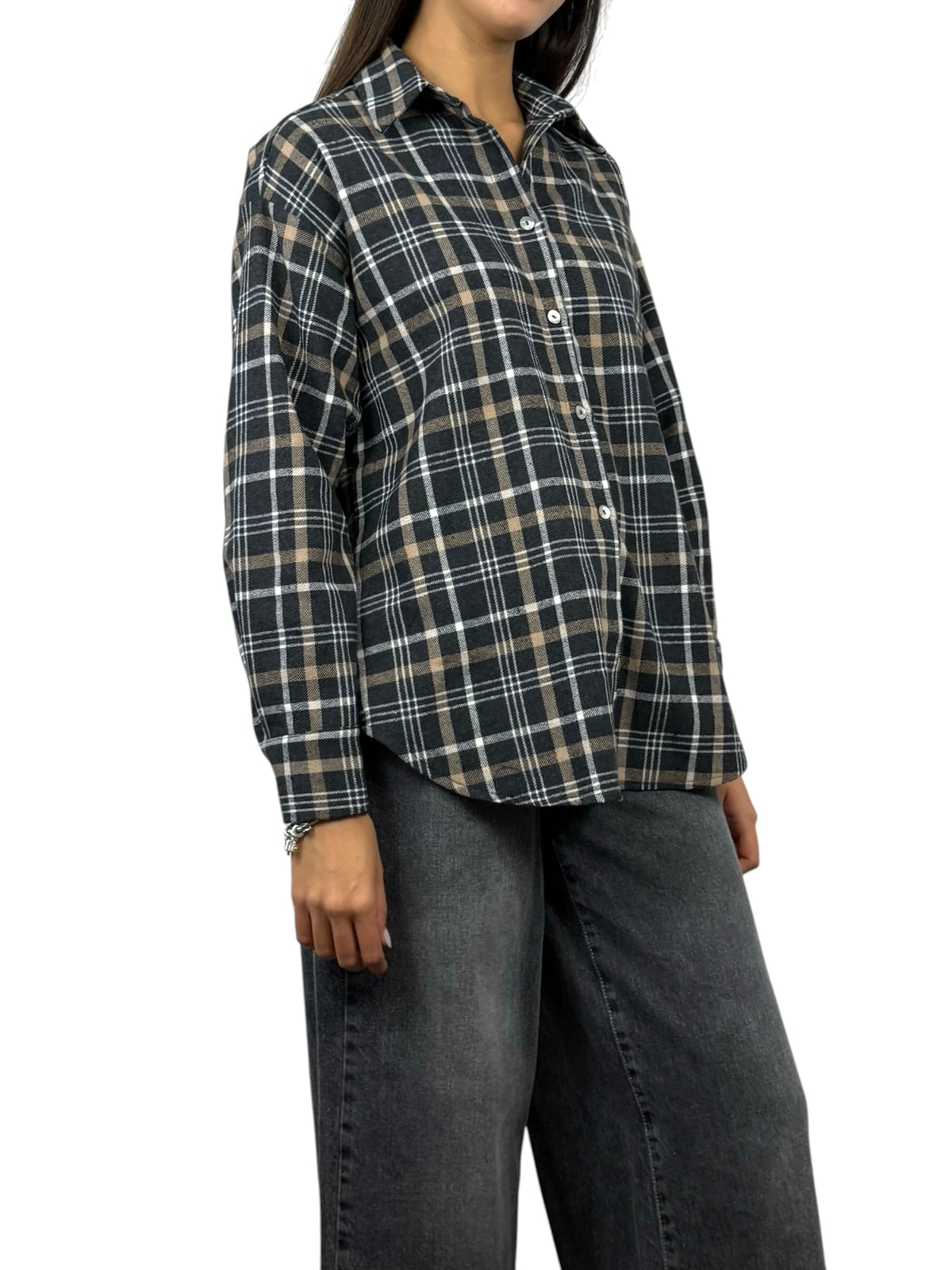 SUSY MIX CAMICIA IN CHECK GRIGIA