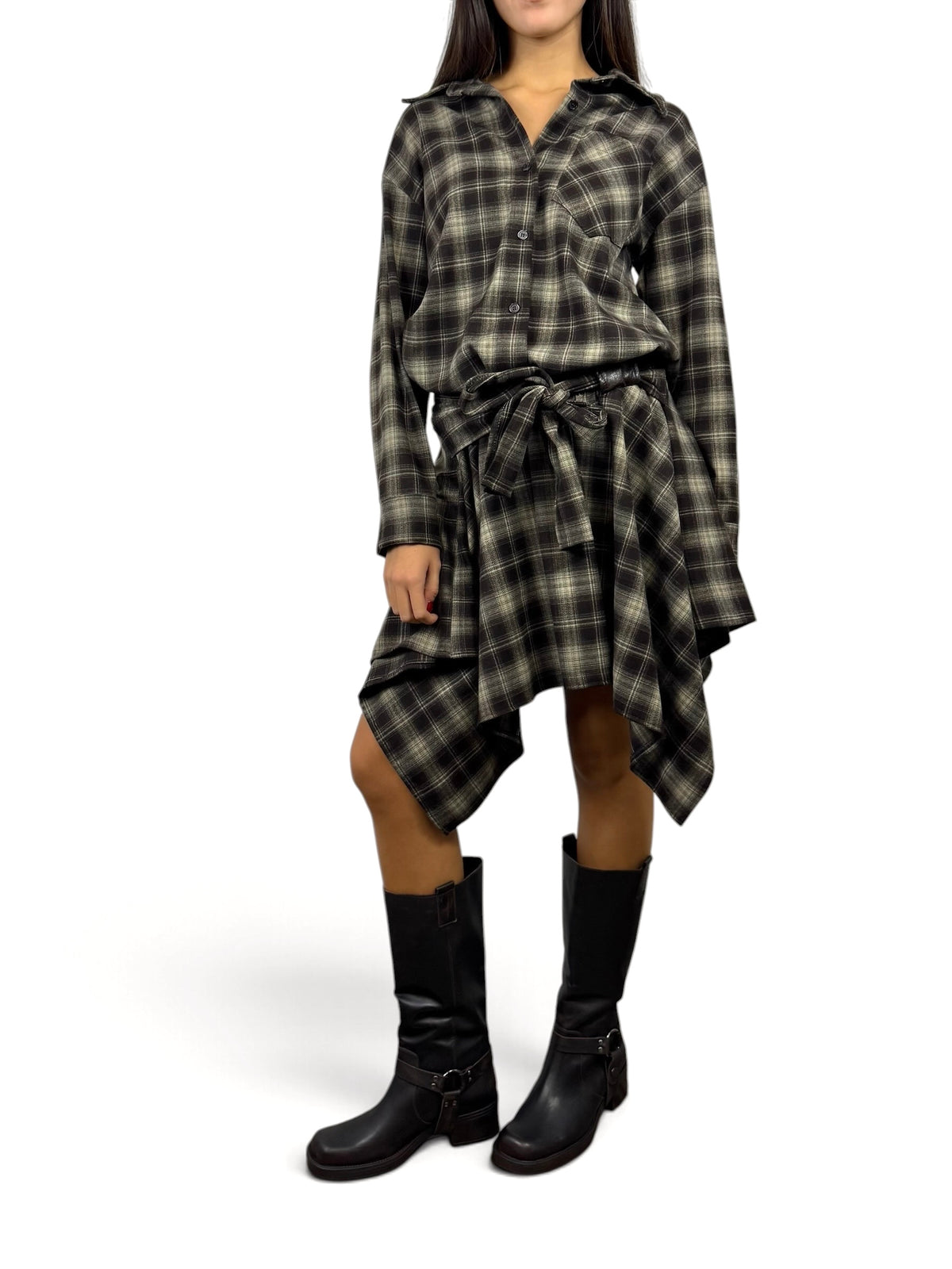 CECILE CAMICIA IN CHECK MARRONE