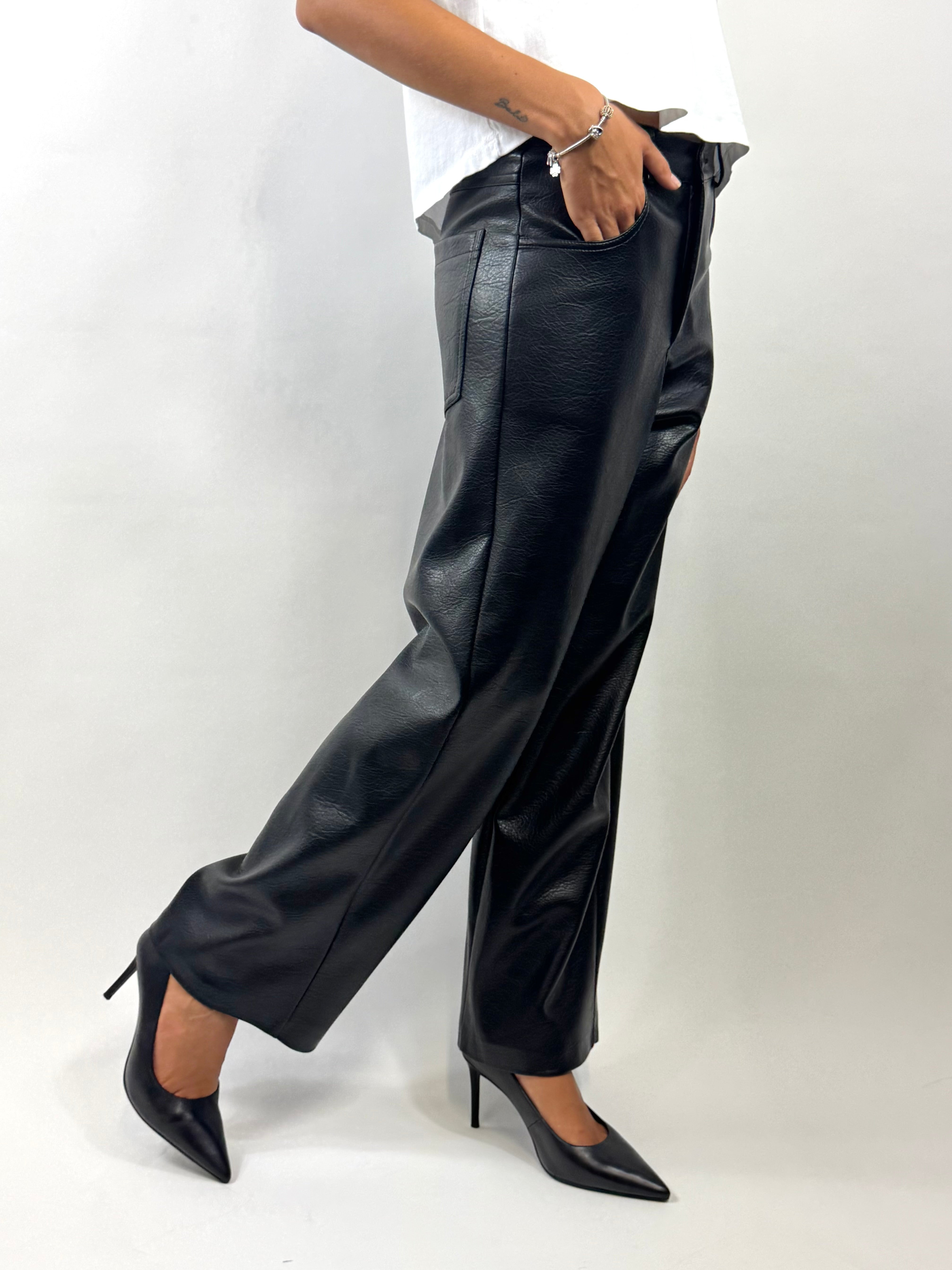 SUSY MIX PANTALONI ECOPELLE NERO