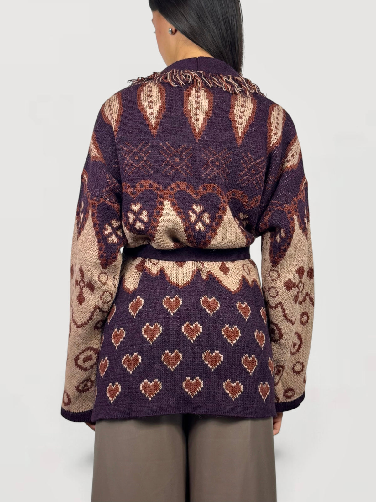 CECILE CARDIGAN CON CINTURA ALANUI MELANZANA