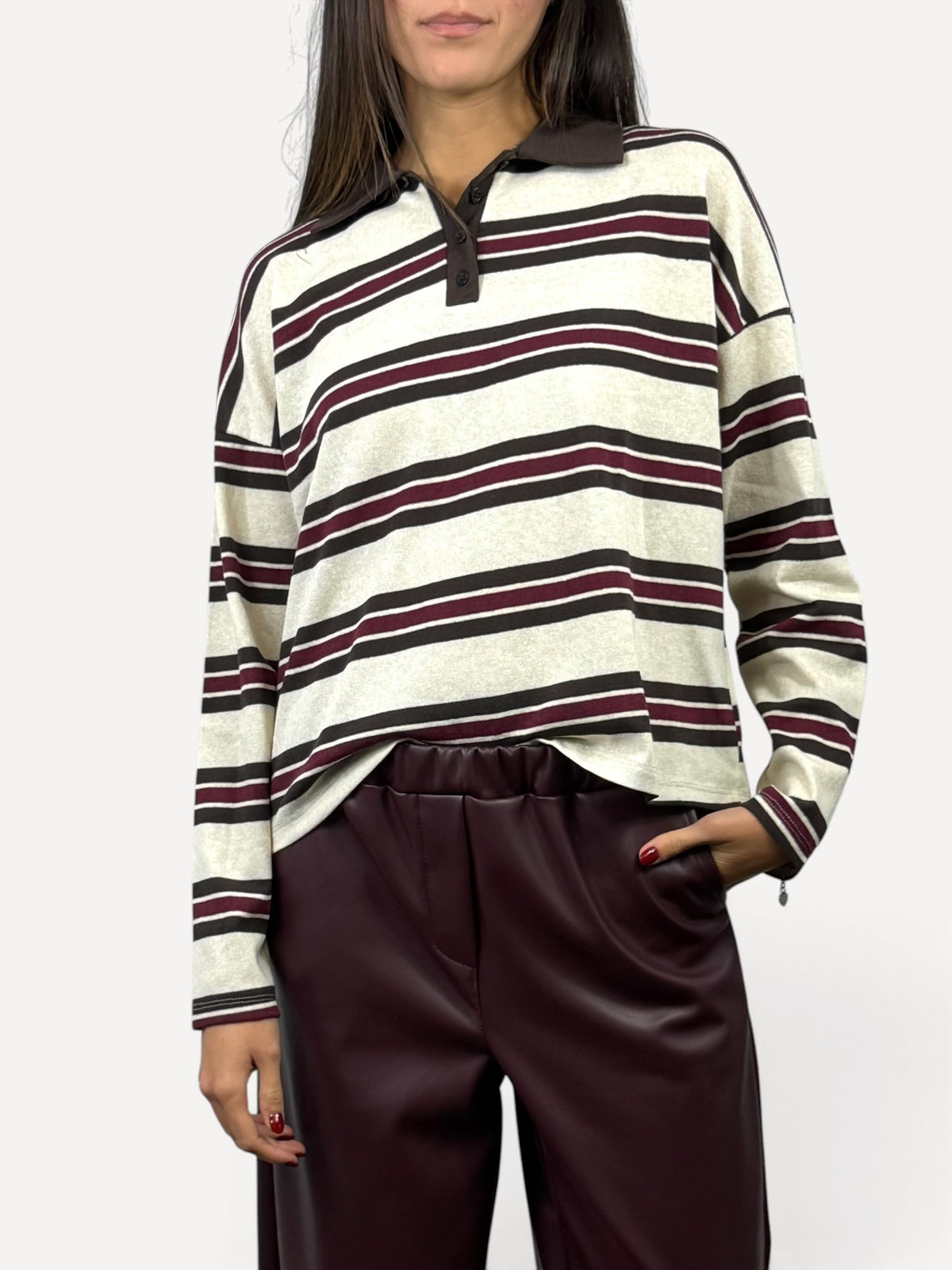 SUSY MIX MAGLIA POLO A RIGHE