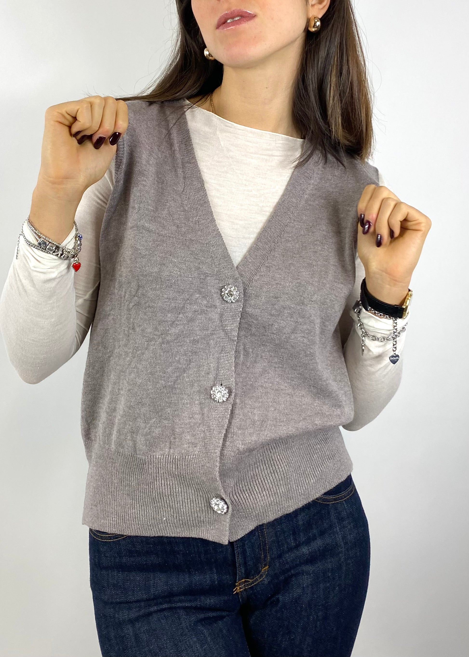 CECILE GILET CON BOTTONI GIOIELLO CACHÀ