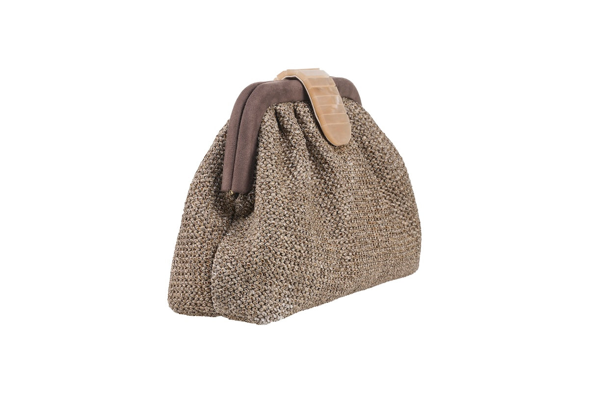 ANNA CECERE POCHETTE RAFIA CAFFÈ