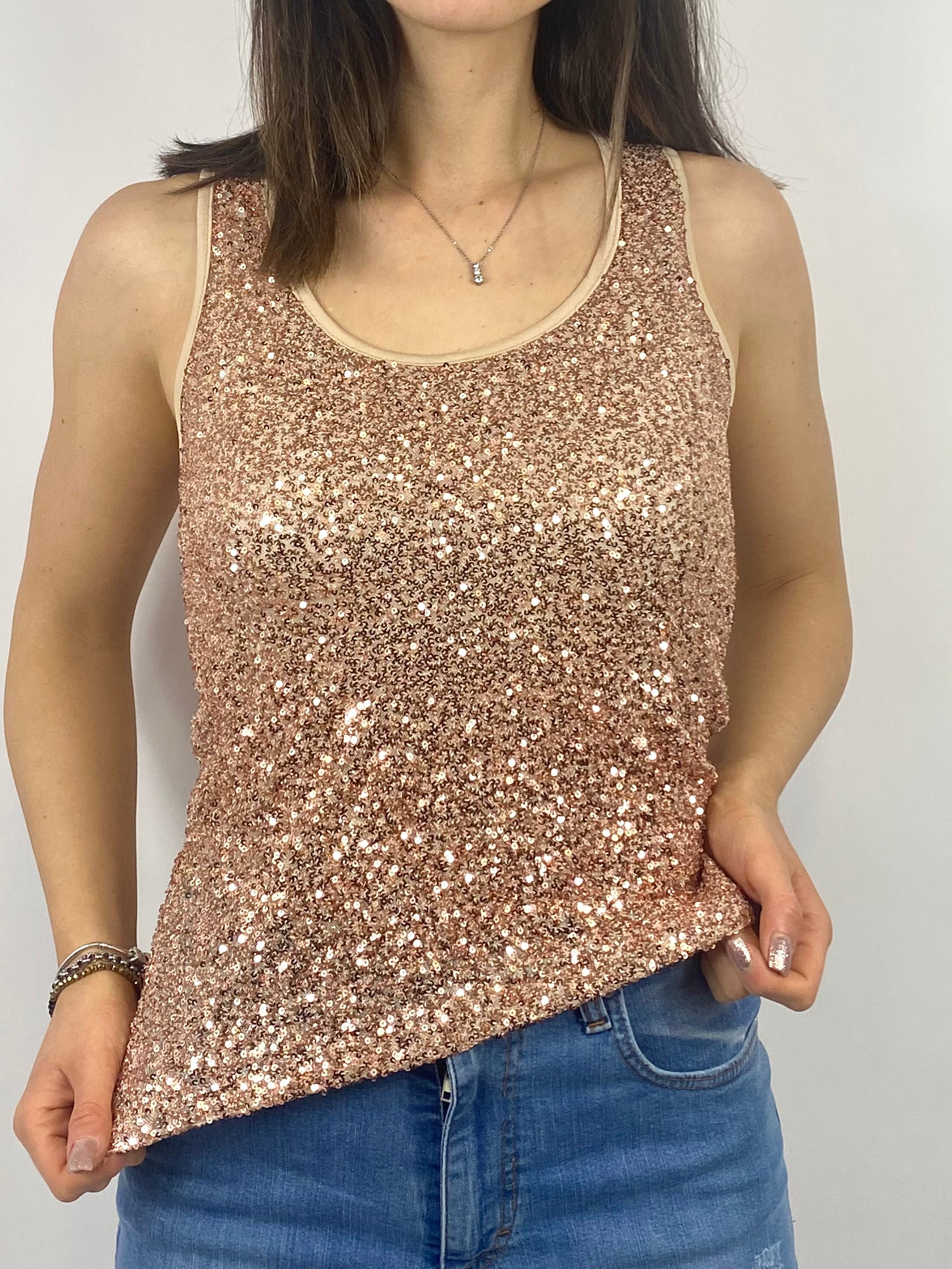 SUSY MIX TOP CON PAILLETTES ROSA
