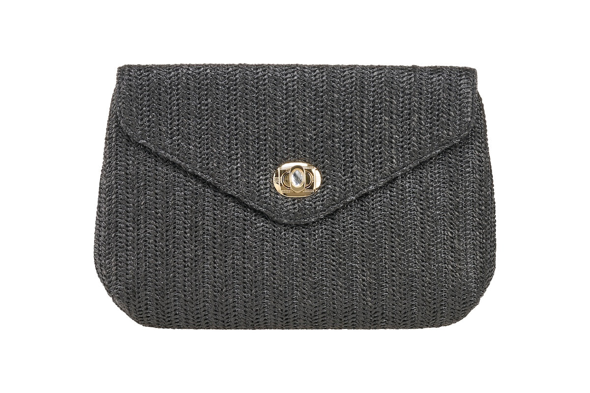 ANNA CECERE POCHETTE RAFIA NERA