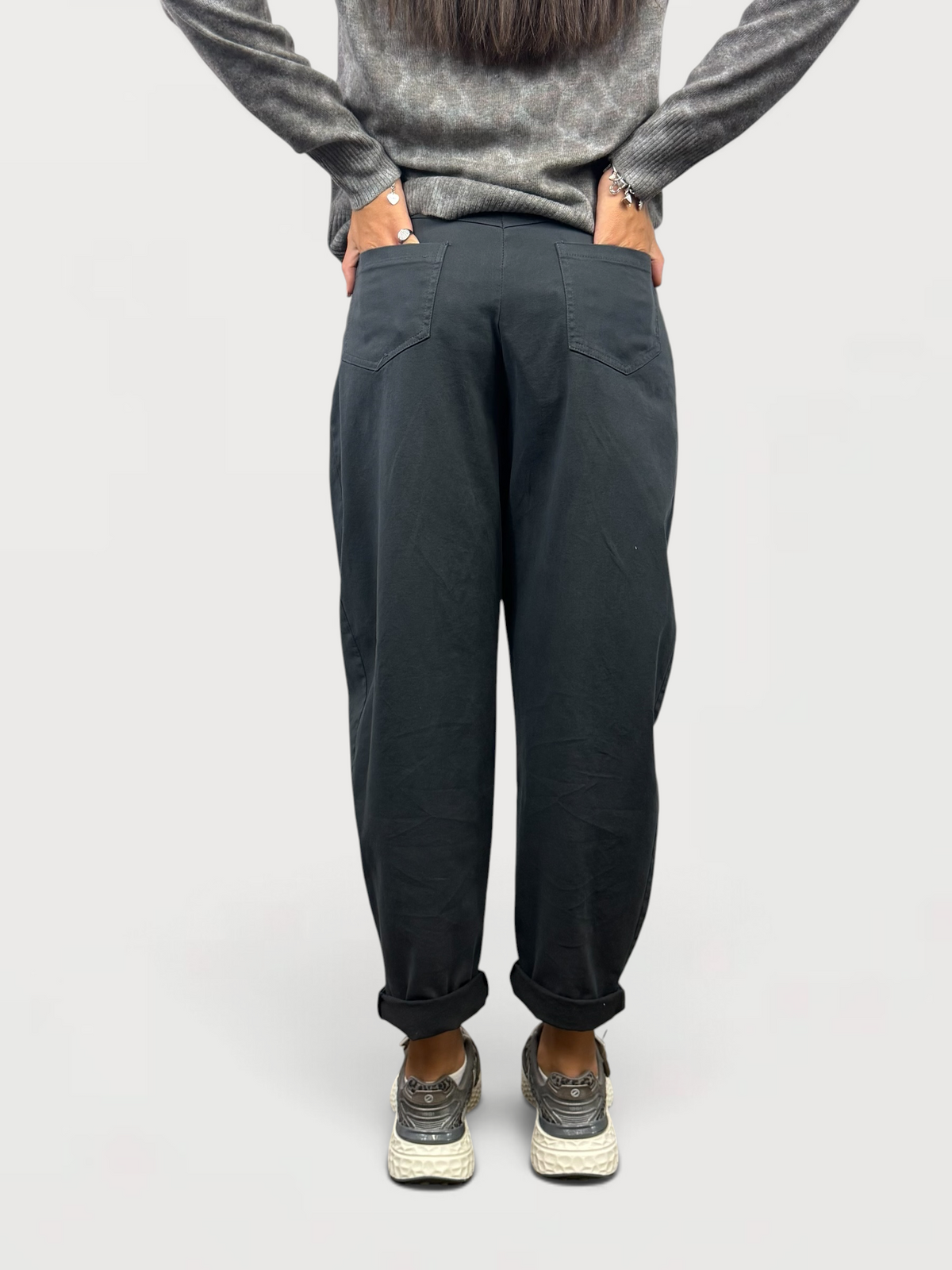 SUSY MIX PANTALONE CUORICINO CON CINTURA PIOMBO