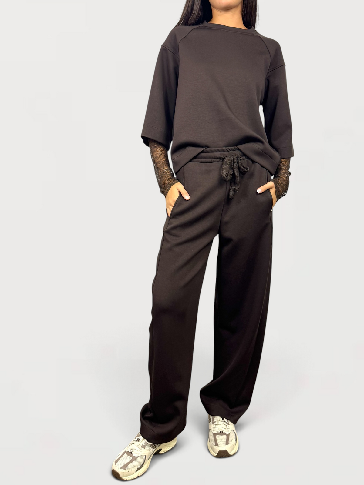 SUSY MIX COMPLETO FELPA MANICA PIZZO E PANTALONE