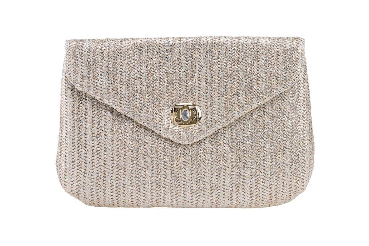 ANNA CECERE POCHETTE RAFIA ARGENTO