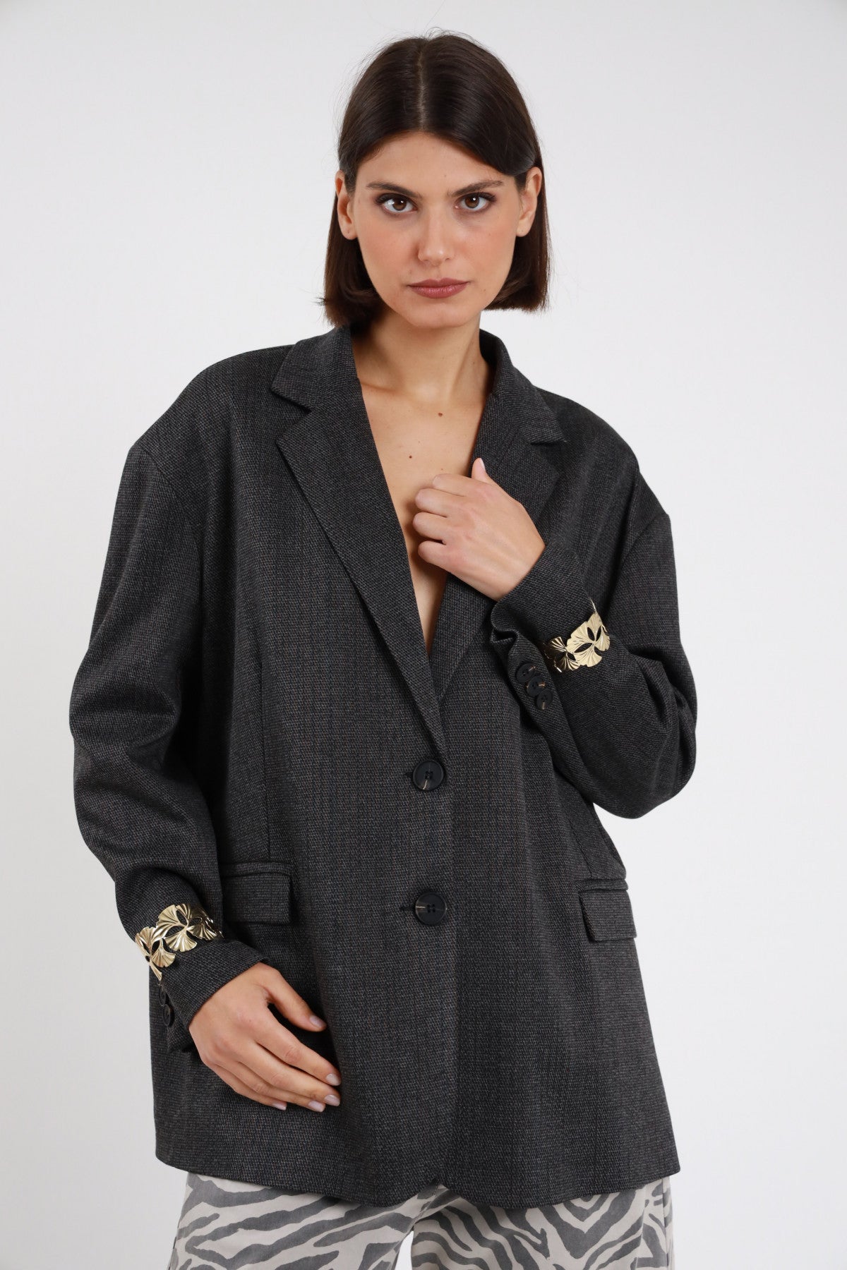 SUSY MIX BLAZER NERO CON ACCESSORIO