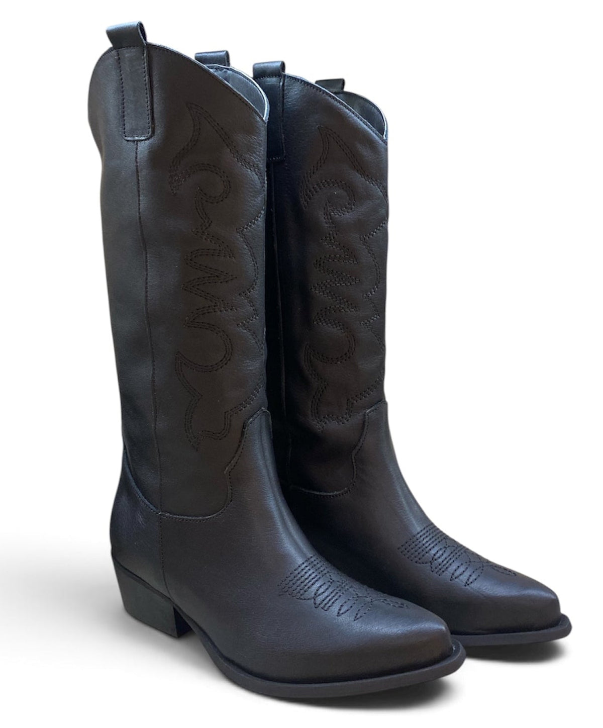 DIVINE FOLLIE STIVALE TEXANO CON RICAMI IN PELLE NERO