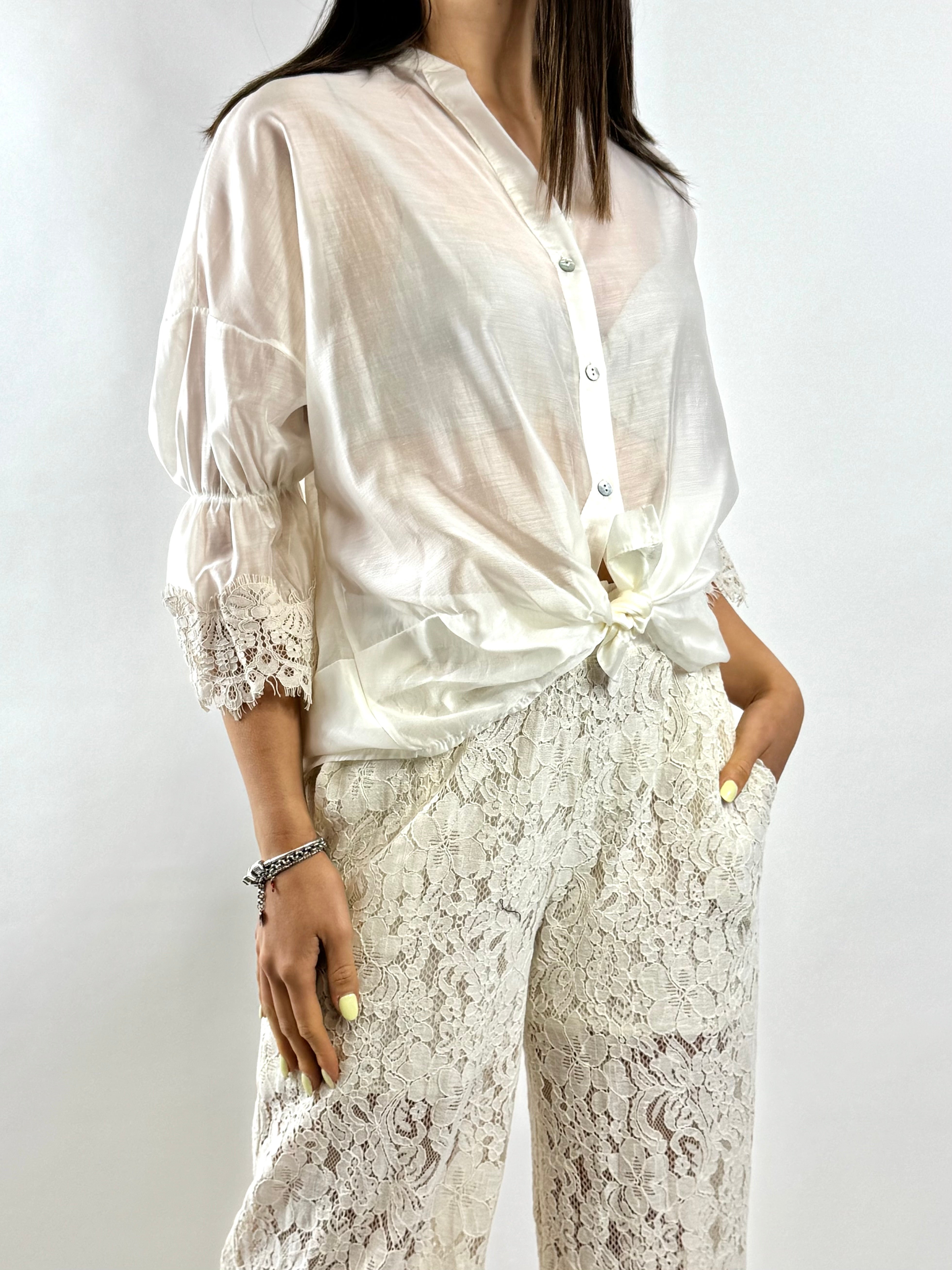 SUSY MIX CAMICIA MANICA PIZZO LATTE