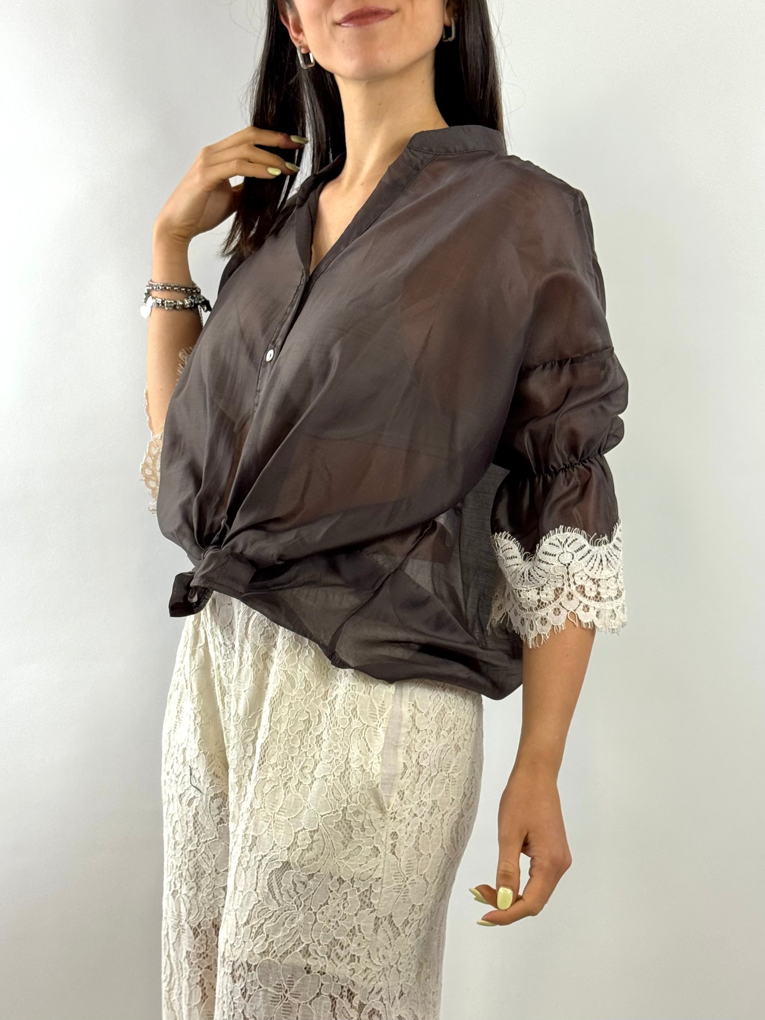 SUSY MIX CAMICIA MANICA PIZZO MORO