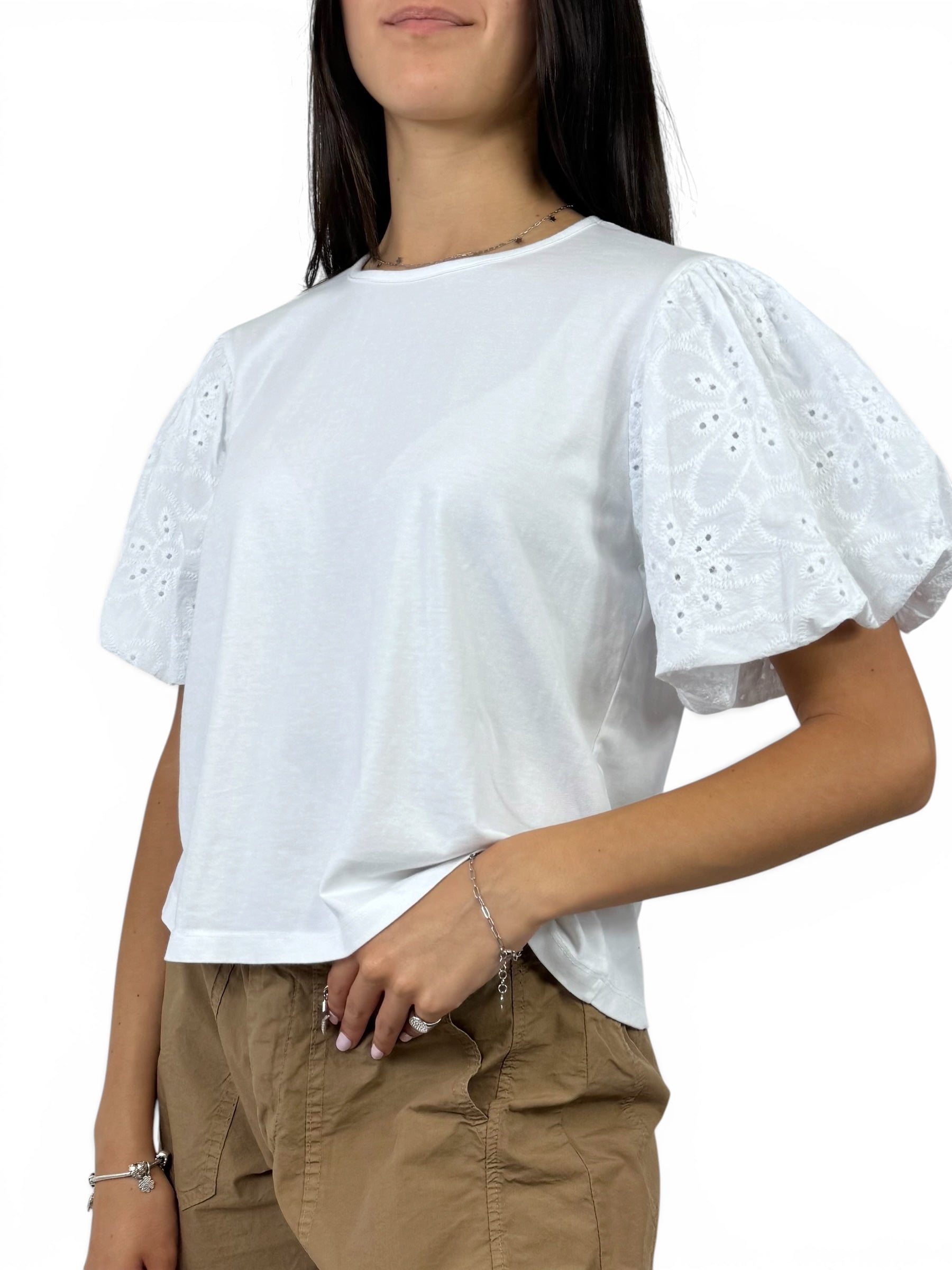 SUSY MIX MAGLIA MANICA SAN GALLO BIANCA