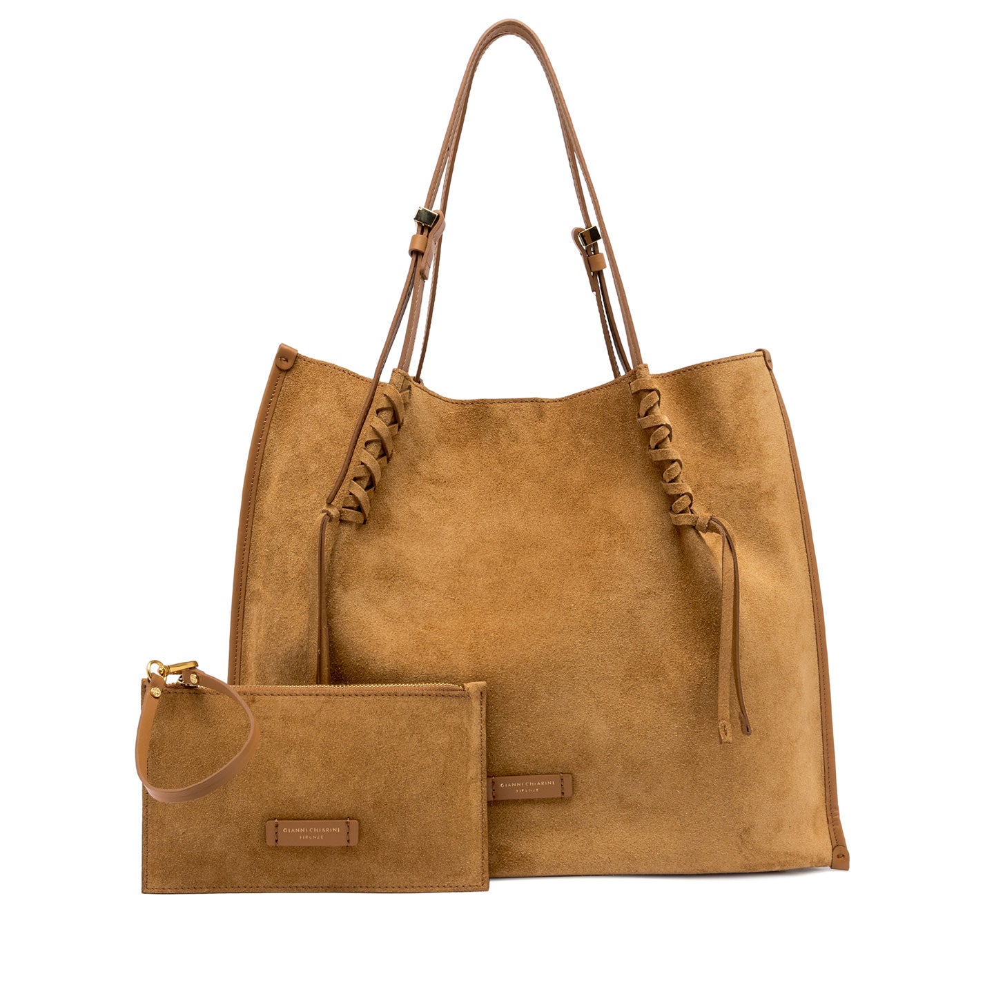 Gianni Chiarini borsa donna in pelle scamosciata con manici superiori regolabili color'peanut butter'