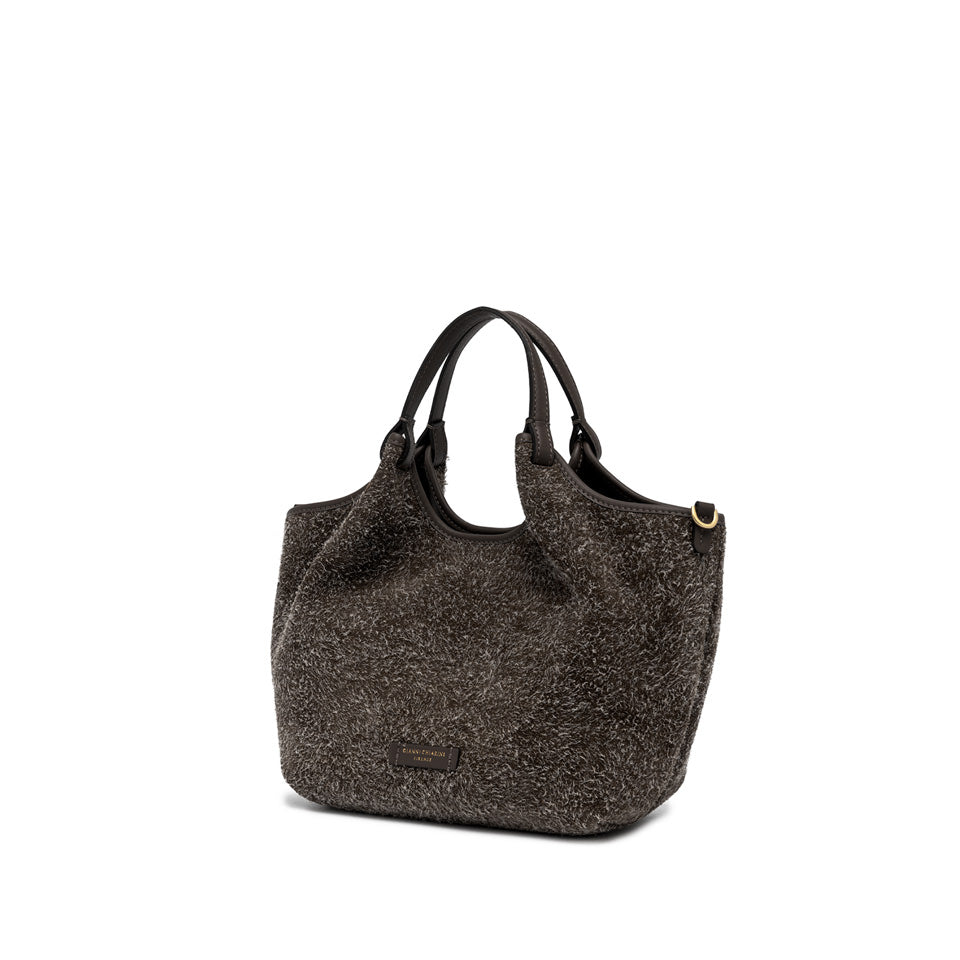 Gianni Chiarini Borsa a mano realizzata in pelle scamosciata marrone scuro