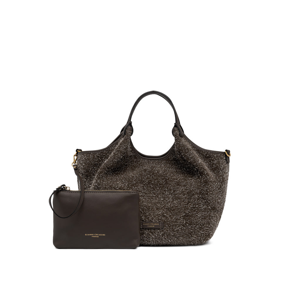 Gianni Chiarini Borsa a mano realizzata in pelle scamosciata marrone scuro
