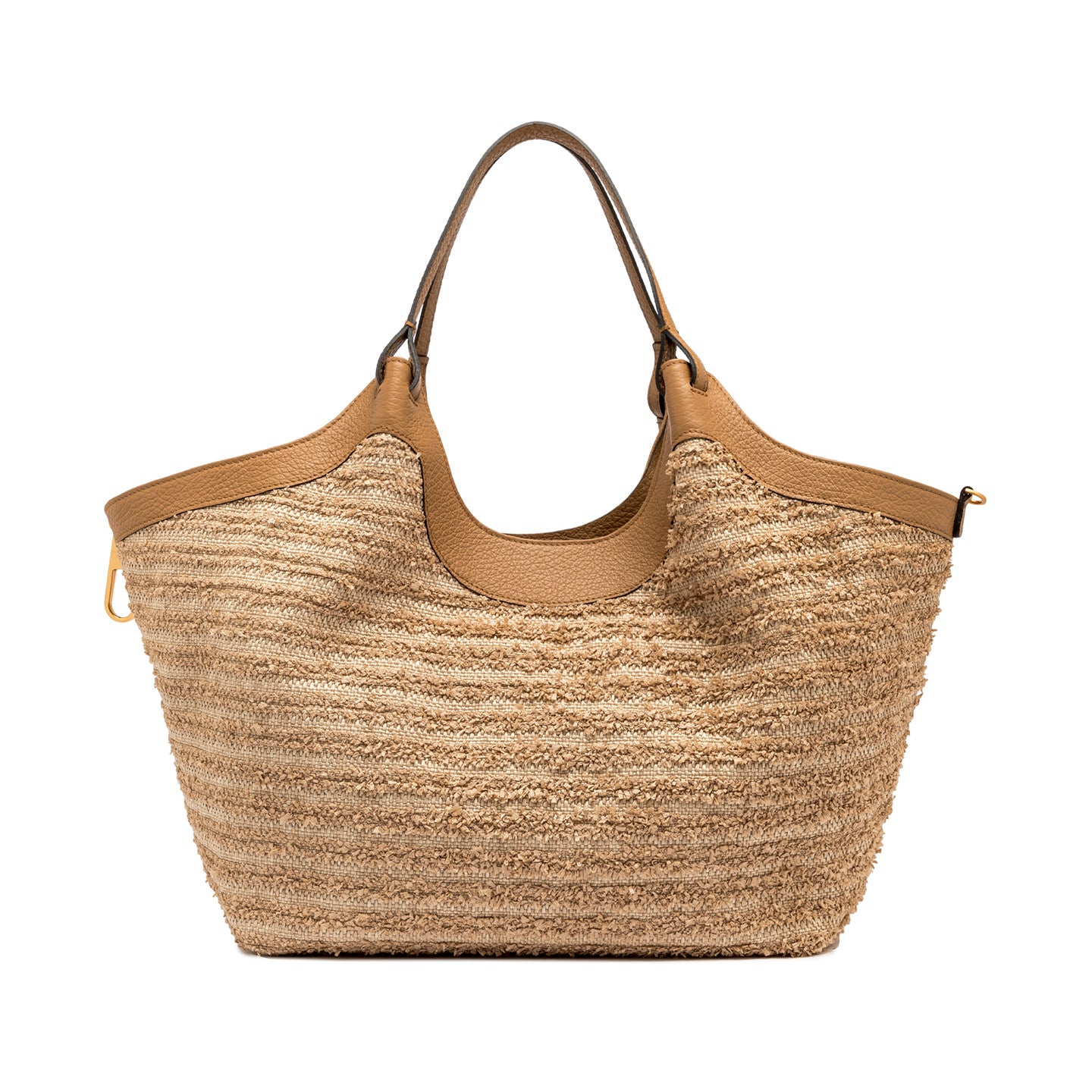 Gianni Chiarini borsa a spalla in paglia e pelle nature con monoscomparto sfoderato