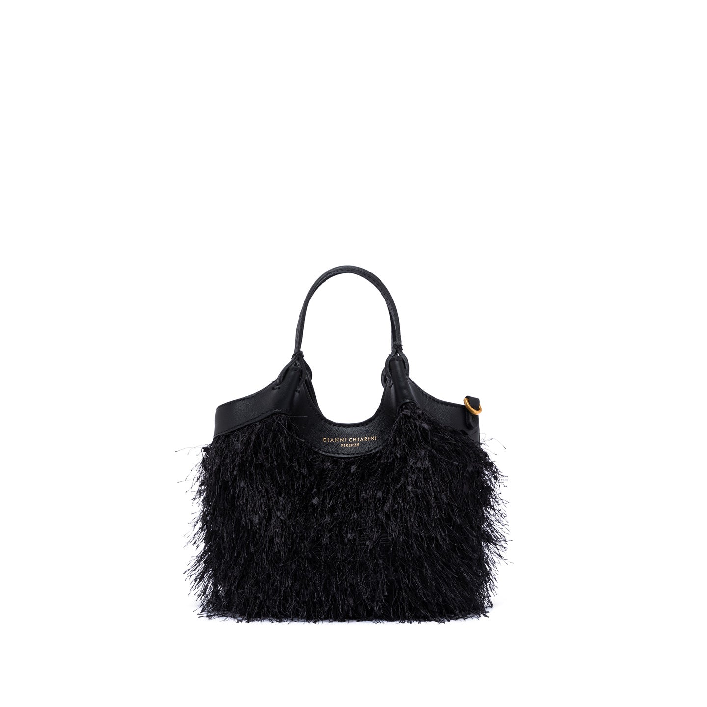 Gianni Chiarini borsa donna a mano e a spalla in tessuto sfrangiato colore nero