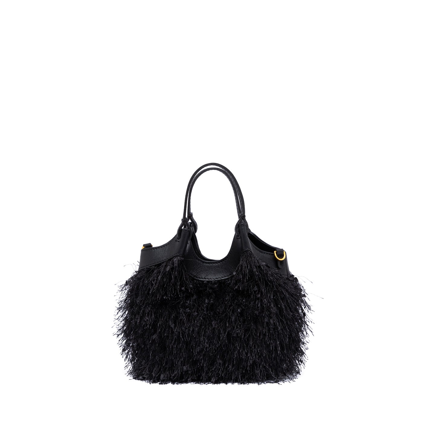 Gianni Chiarini borsa donna a mano e a spalla in tessuto sfrangiato colore nero