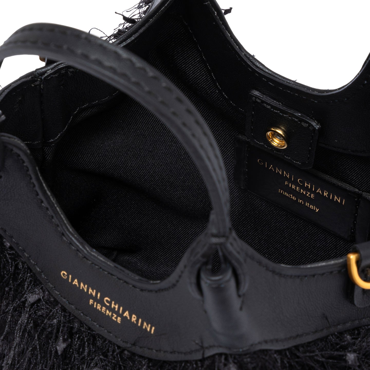 Gianni Chiarini borsa donna a mano e a spalla in tessuto sfrangiato colore nero