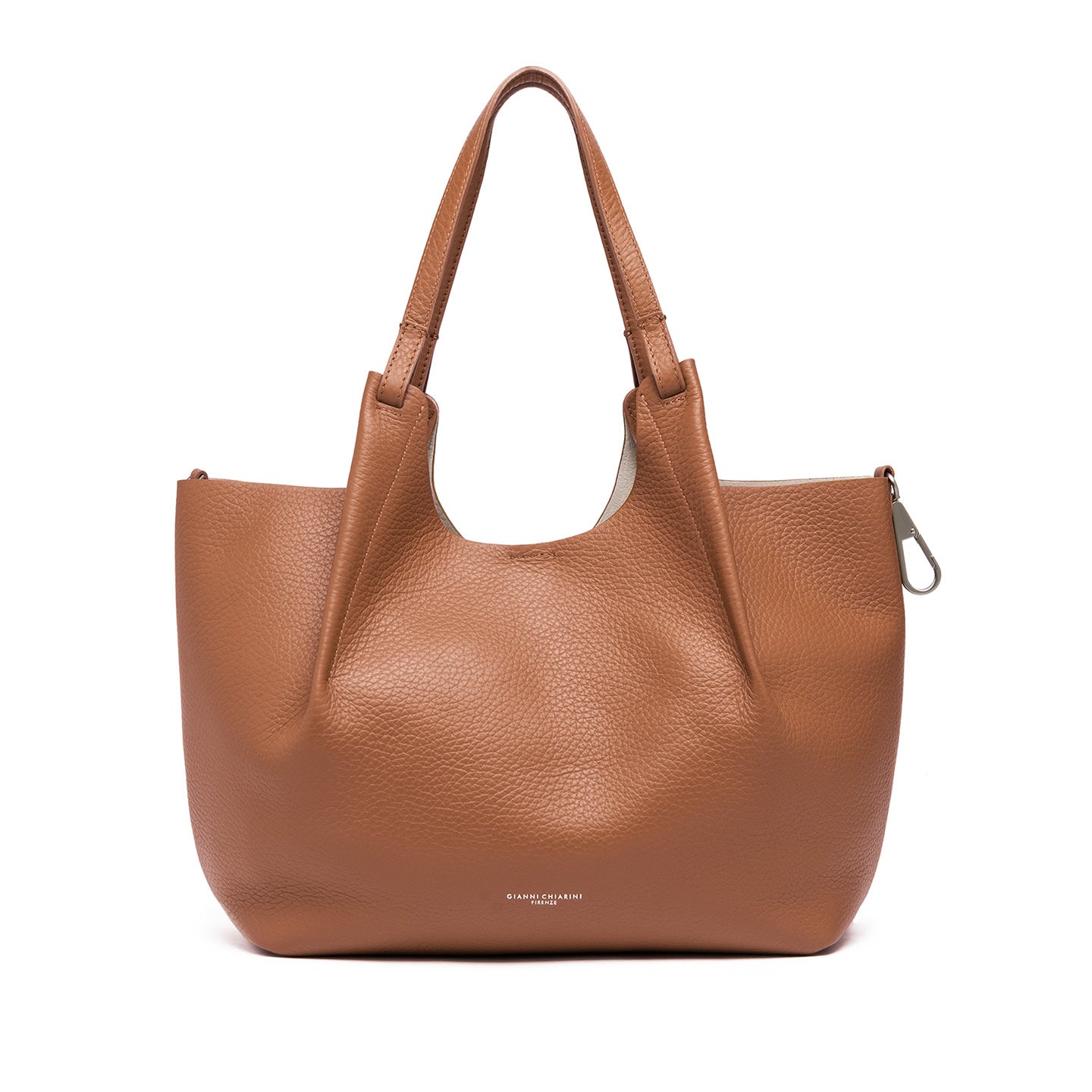 Gianni Chiarini borsa a spalla in pelle double grana maxi color caramello-sabbia