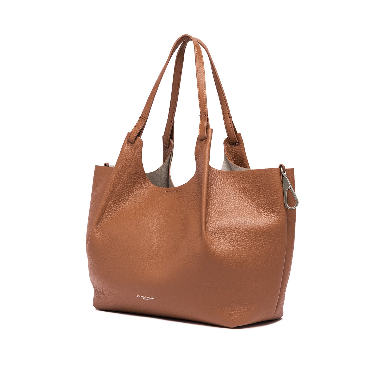 Gianni Chiarini borsa a spalla in pelle double grana maxi color caramello-sabbia