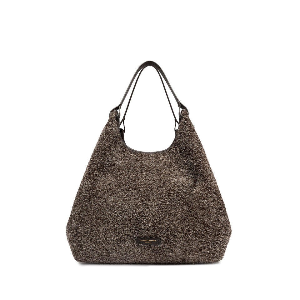 Gianni Chiarini Borsa a spalla realizzata in pelle scamosciata marrone scuro