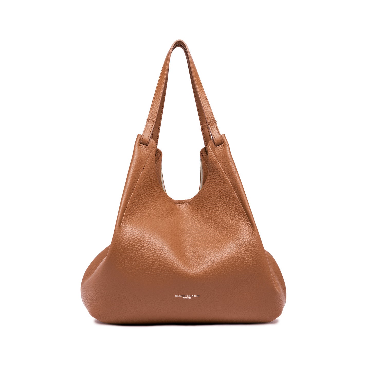 Gianni Chiarini borsa a spalla in pelle double grana maxi color caramello-sabbia