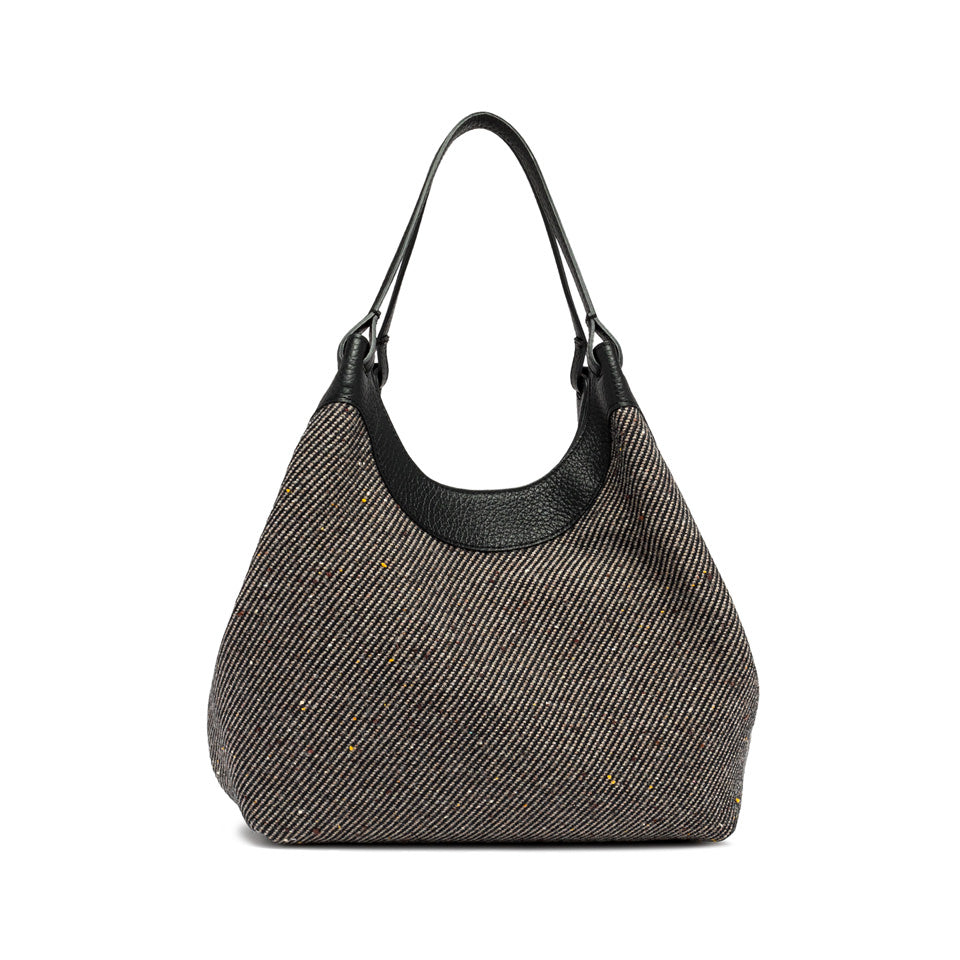 Gianni Chiarini Borsa a mano o a spalla in tessuto lana intrecciato nero