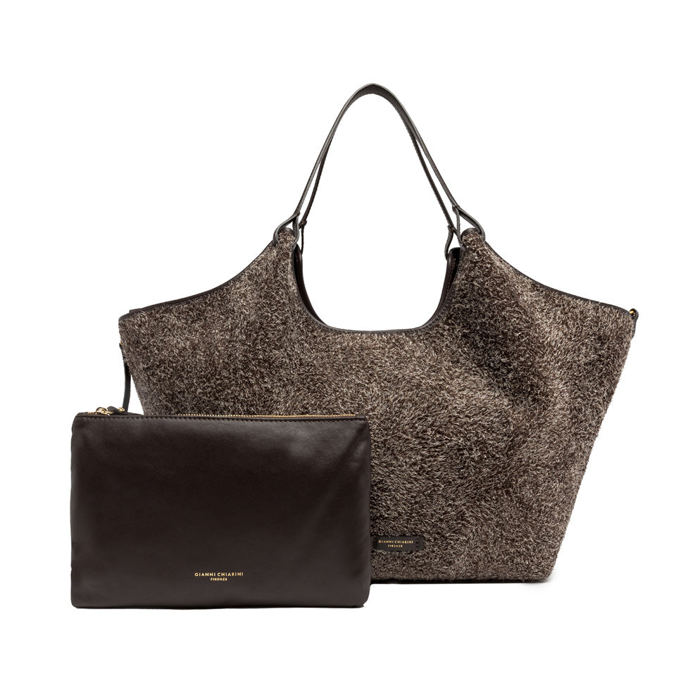 Gianni Chiarini Borsa a spalla realizzata in pelle scamosciata marrone scuro