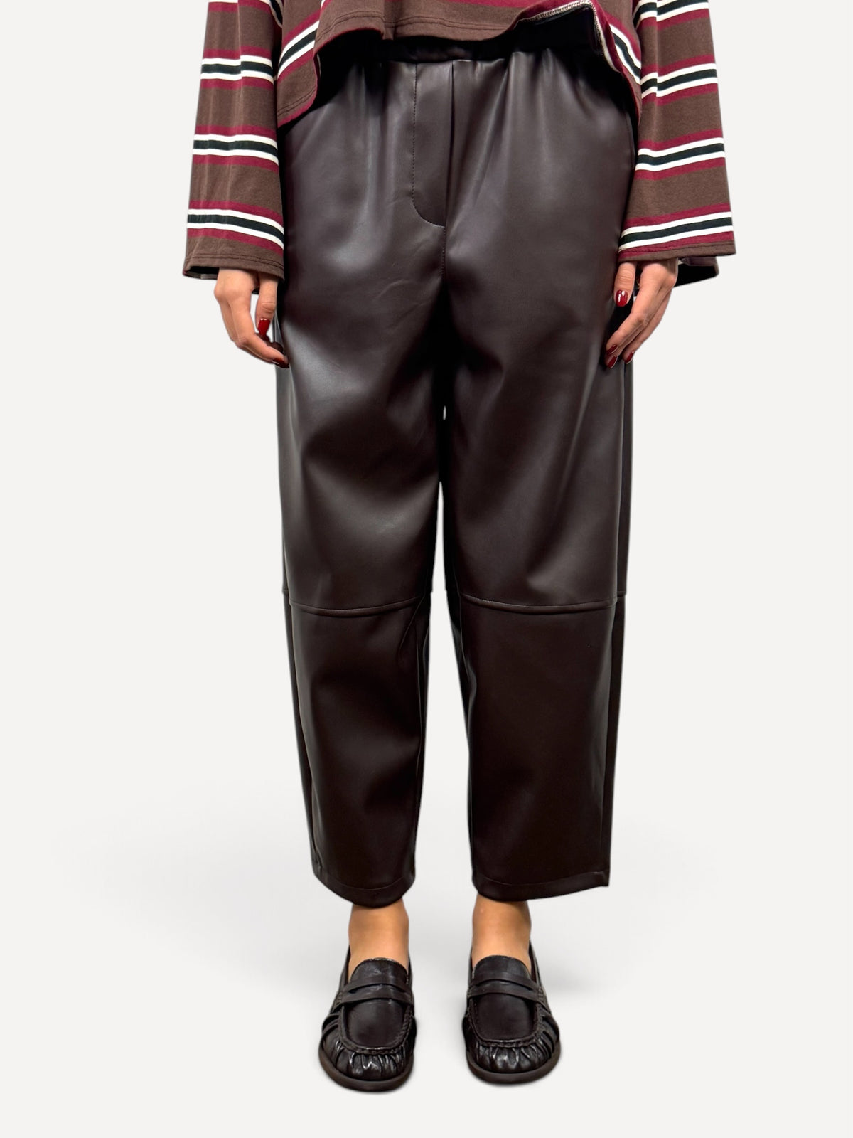 CECILE PANTALONI SIMILPELLE MORO