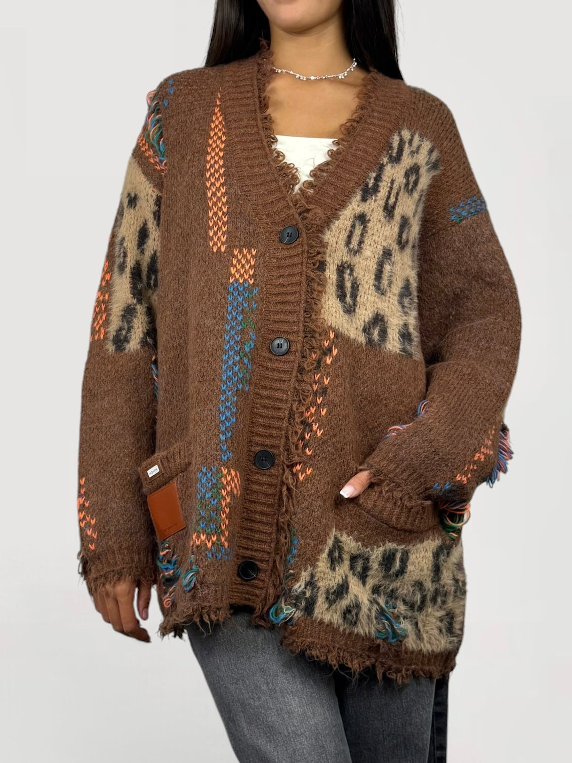 CECILE CARDIGAN CON TASCHE ANIMALIER
