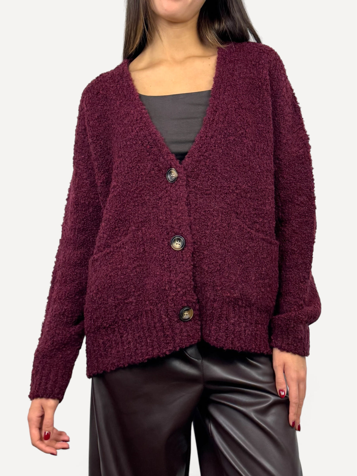 SUSY MIX CARDIGAN BOUCLÈ VINO