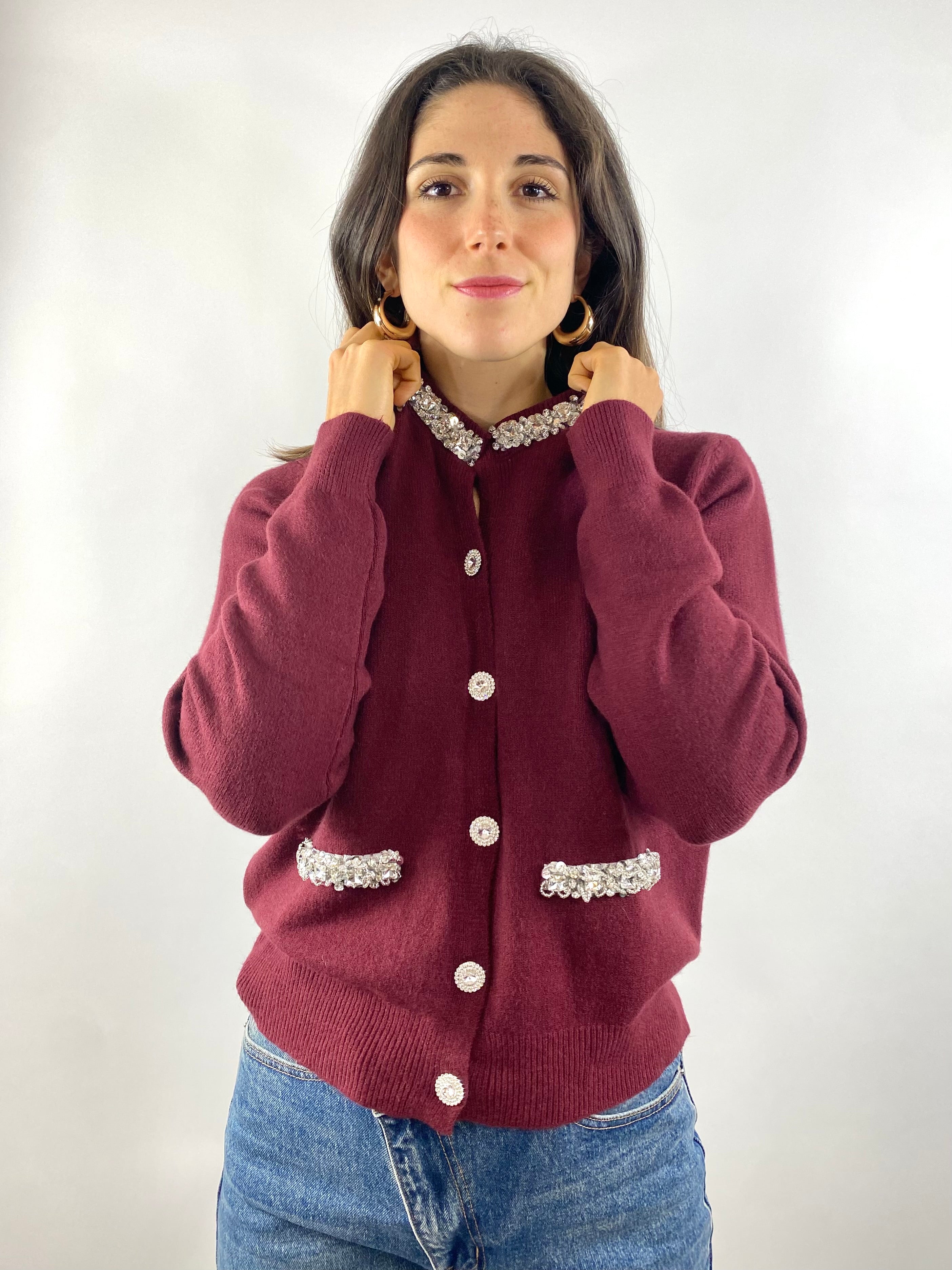 SUSY MIX CARDIGAN VINO
