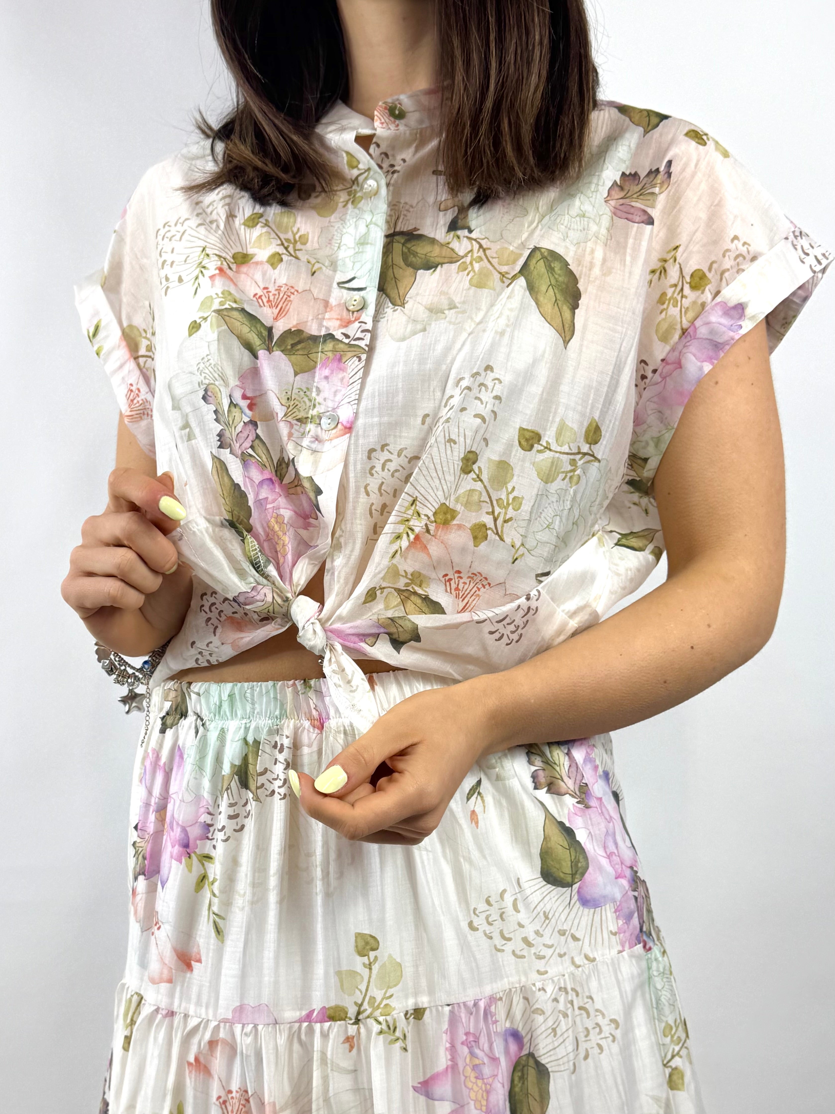 SUSY MIX CAMICIA FLOREALE LATTE