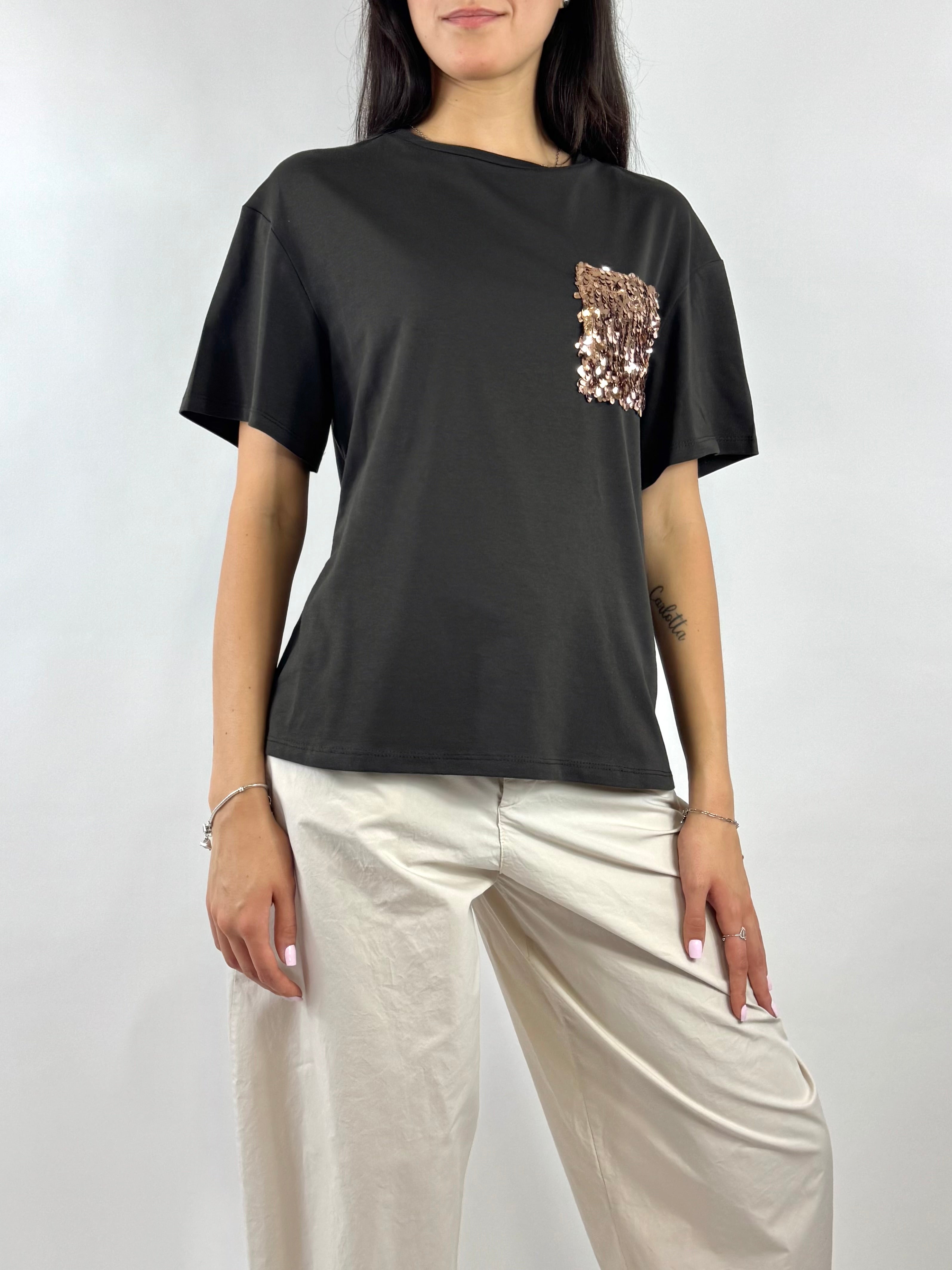 SUSY MIX T-SHIRT MORO PAILLETTES