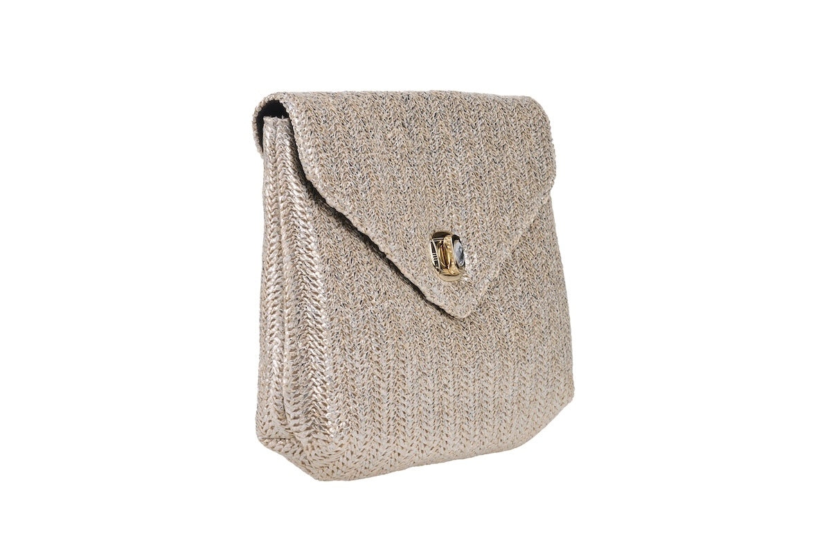 ANNA CECERE POCHETTE RAFIA ARGENTO