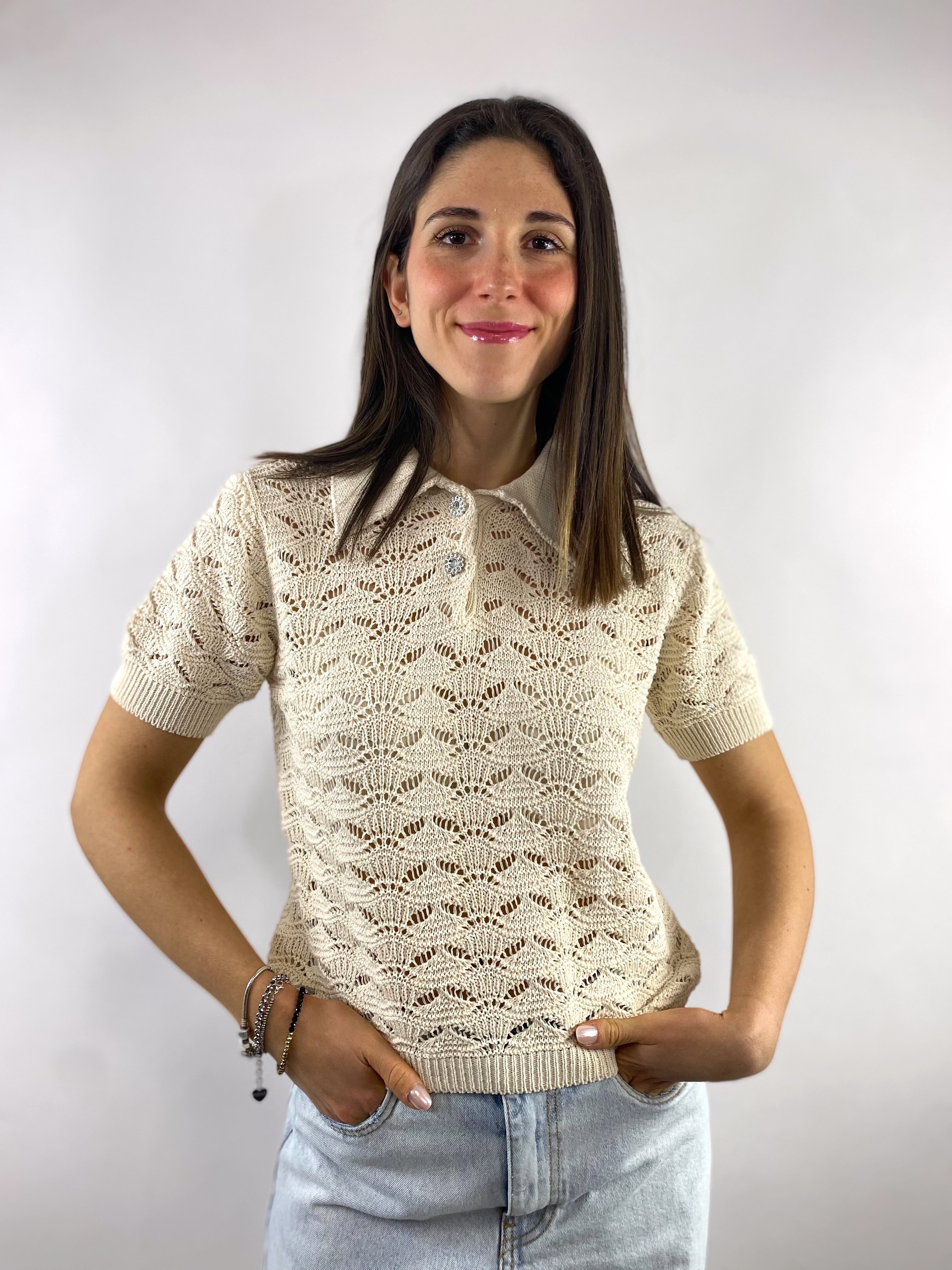SUSY MIX T-SHIRT TRAFORATA BURRO