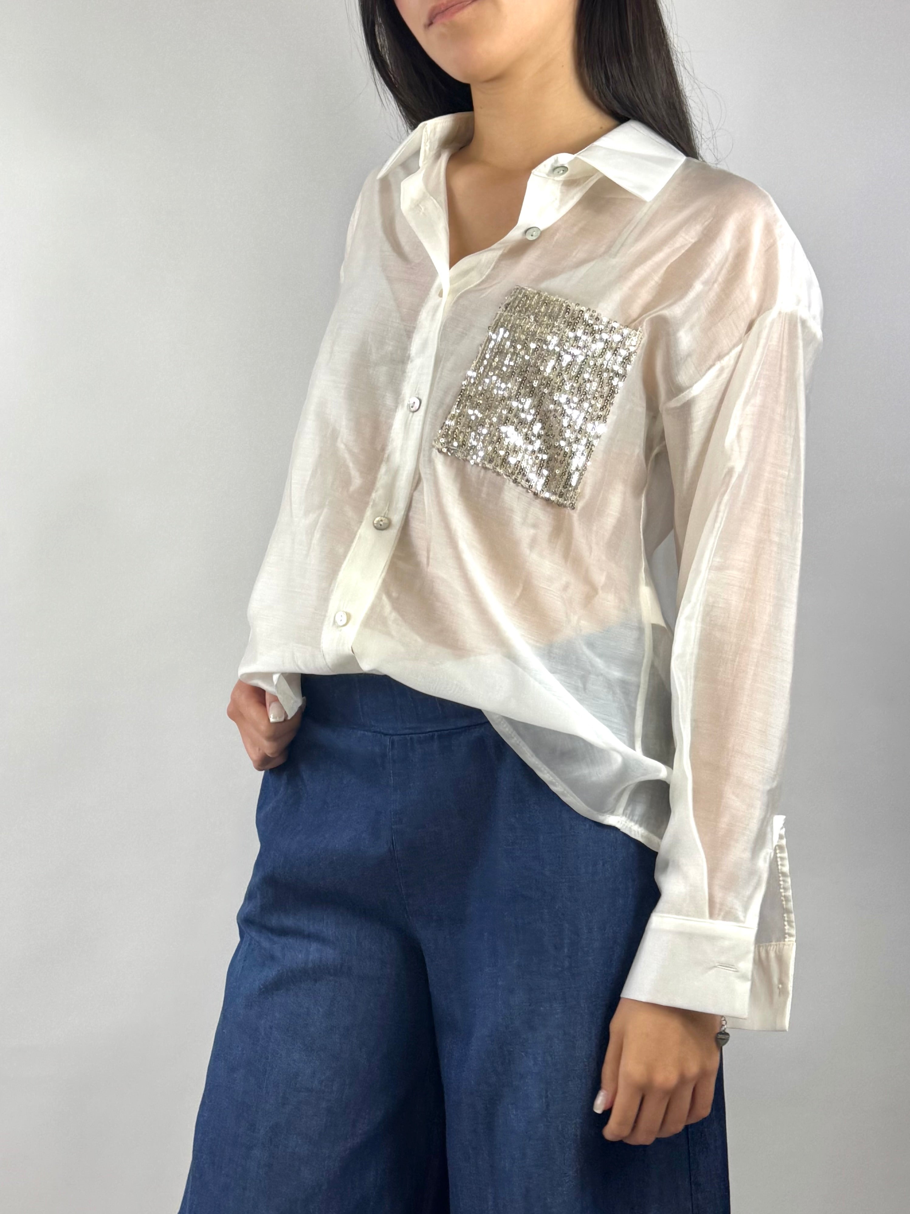 SUSY MIX CAMICIA LATTE PAILLETTES