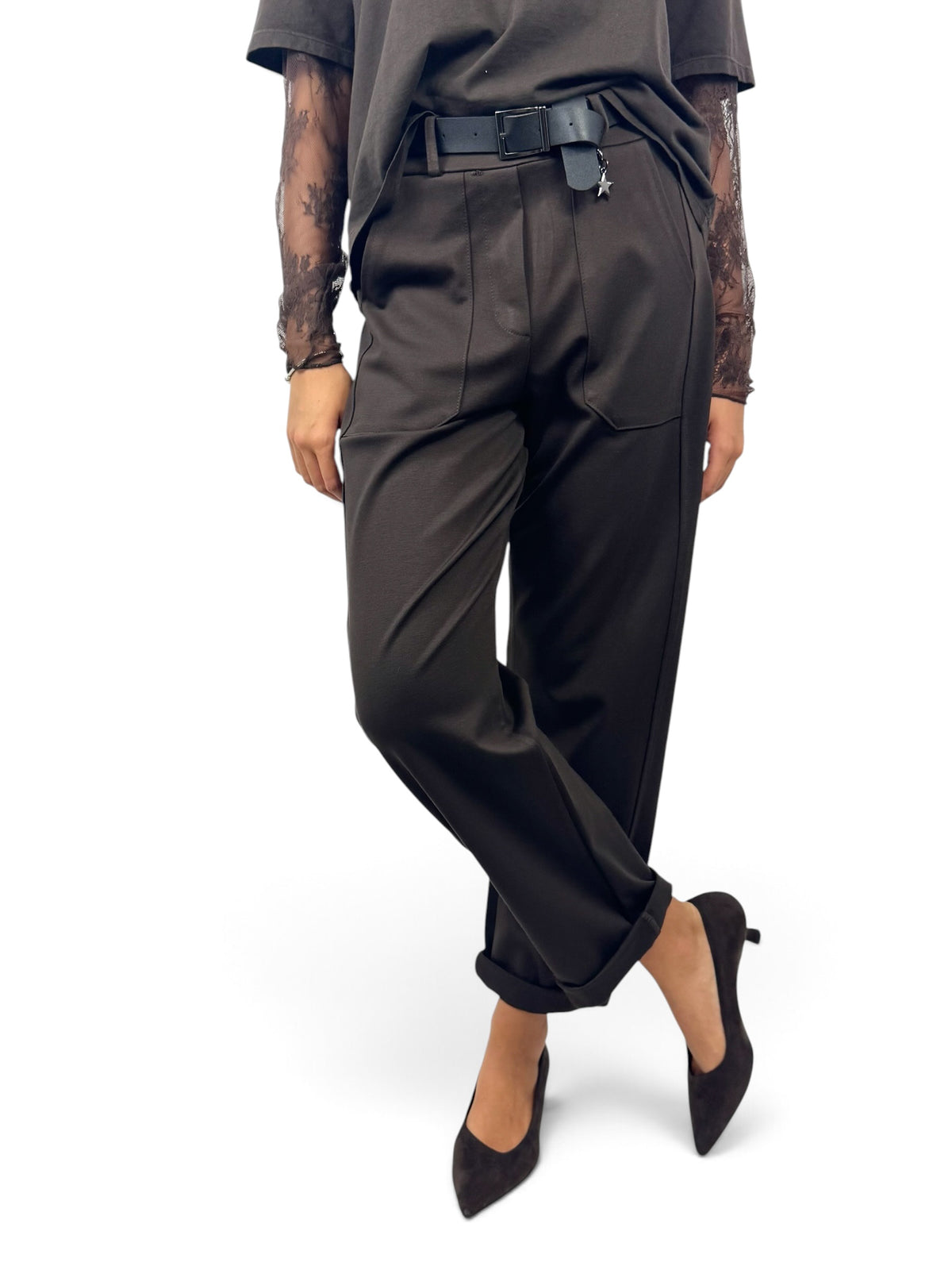 SUSY MIX PANTALONE MORO CON CINTURA
