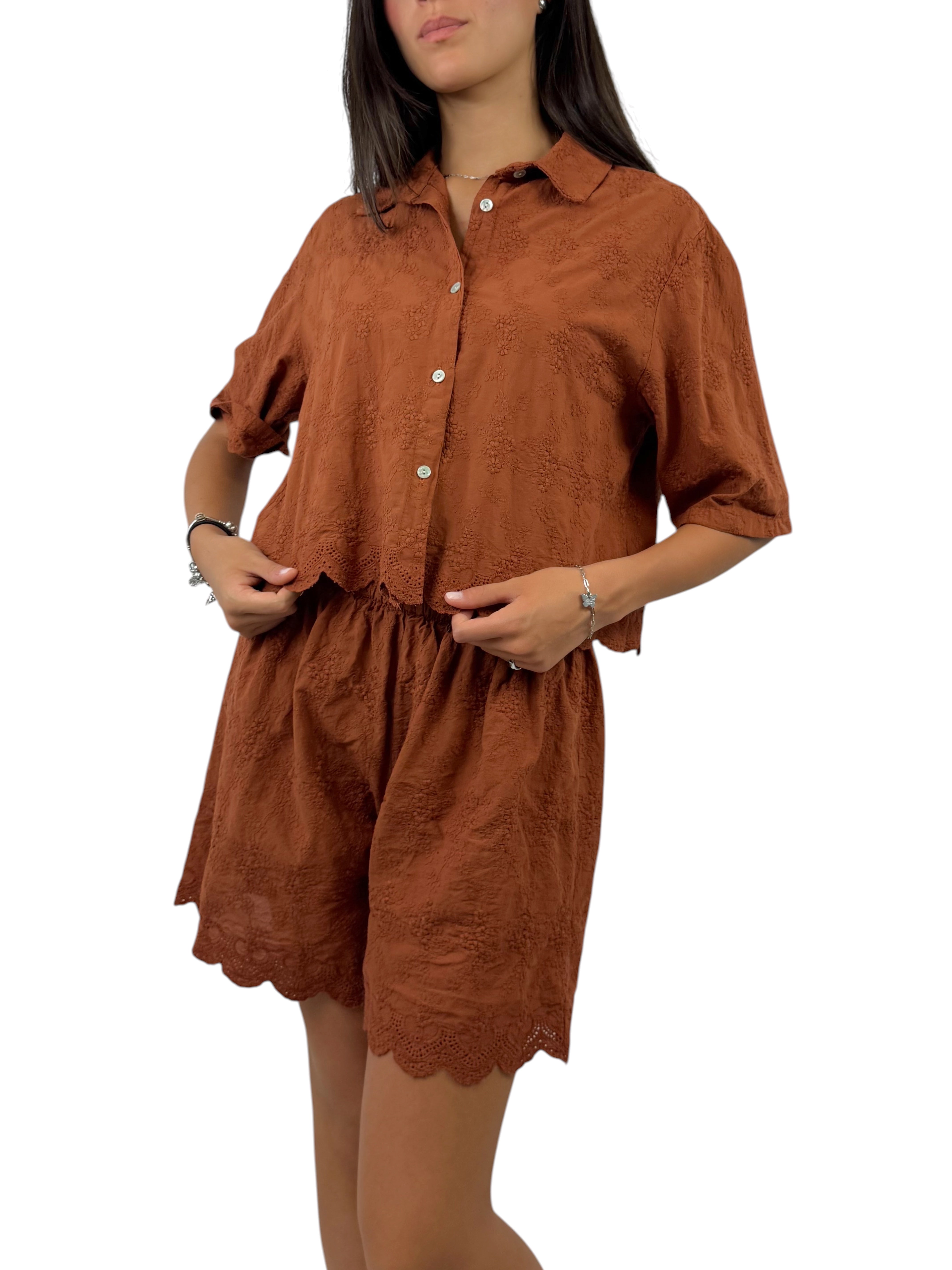 CECILE CAMICIA RICAMATA COCCIO